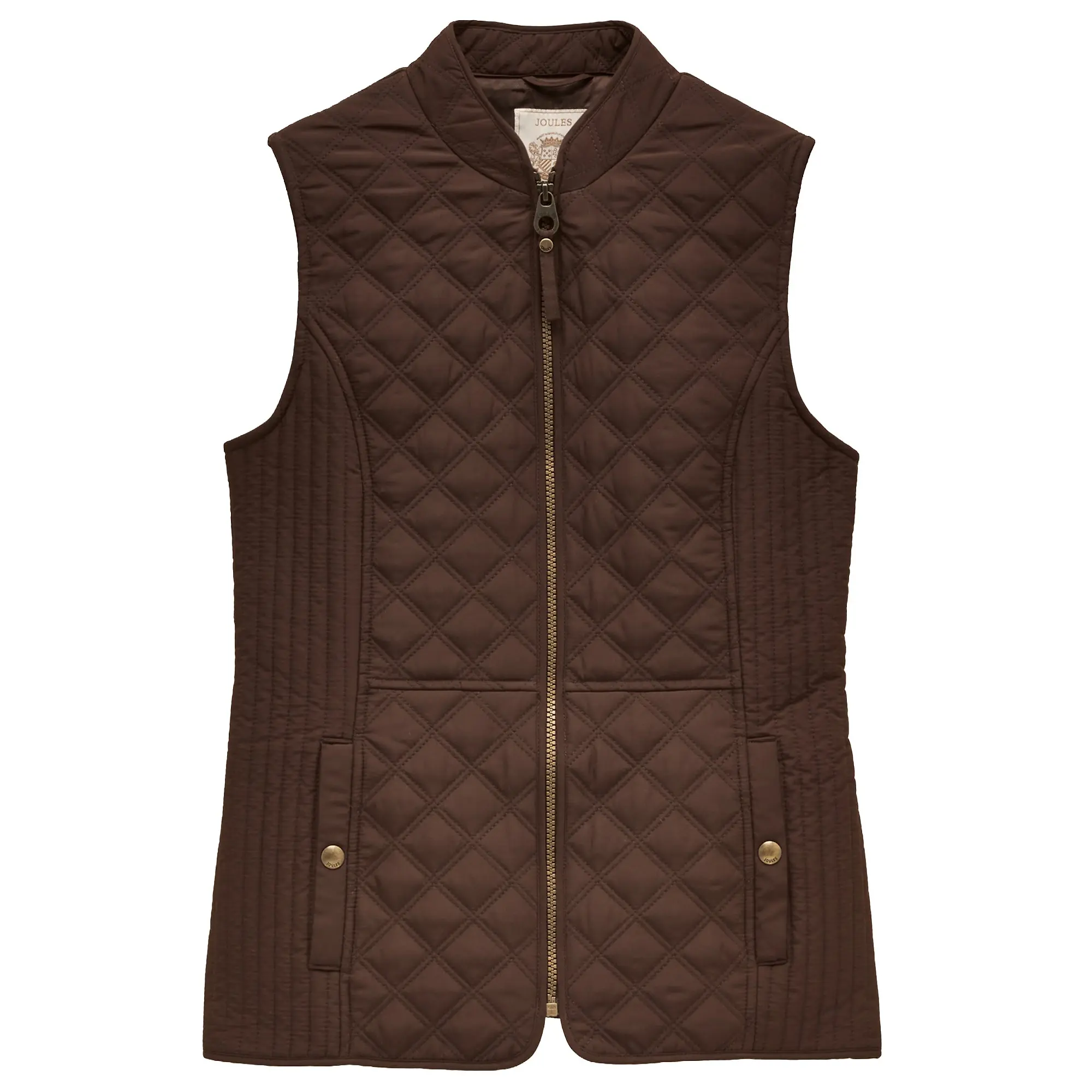 Product image 1 of 8 of Joules Women's Minx Showerproof Diamond Quilted Gilet - Chocolate Brown