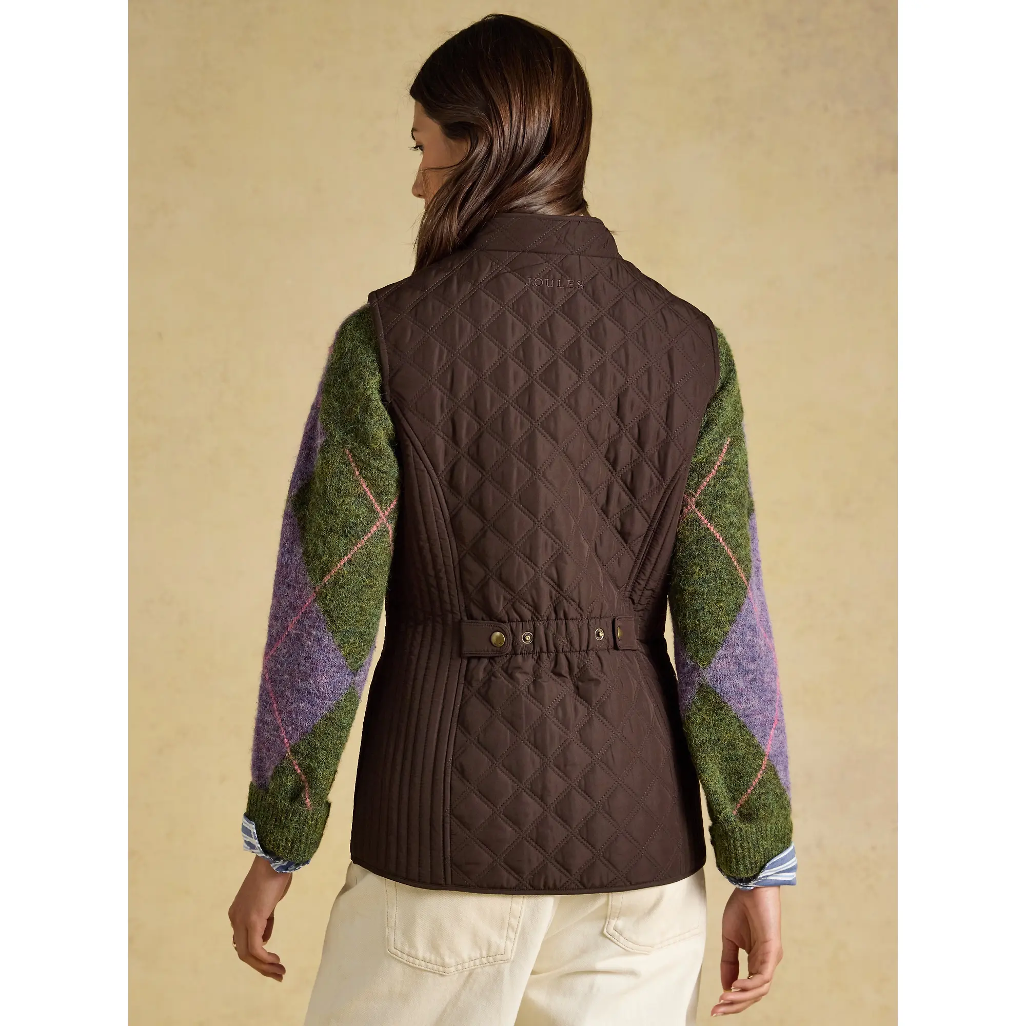 Product image 3 of 8 of Joules Women's Minx Showerproof Diamond Quilted Gilet - Chocolate Brown