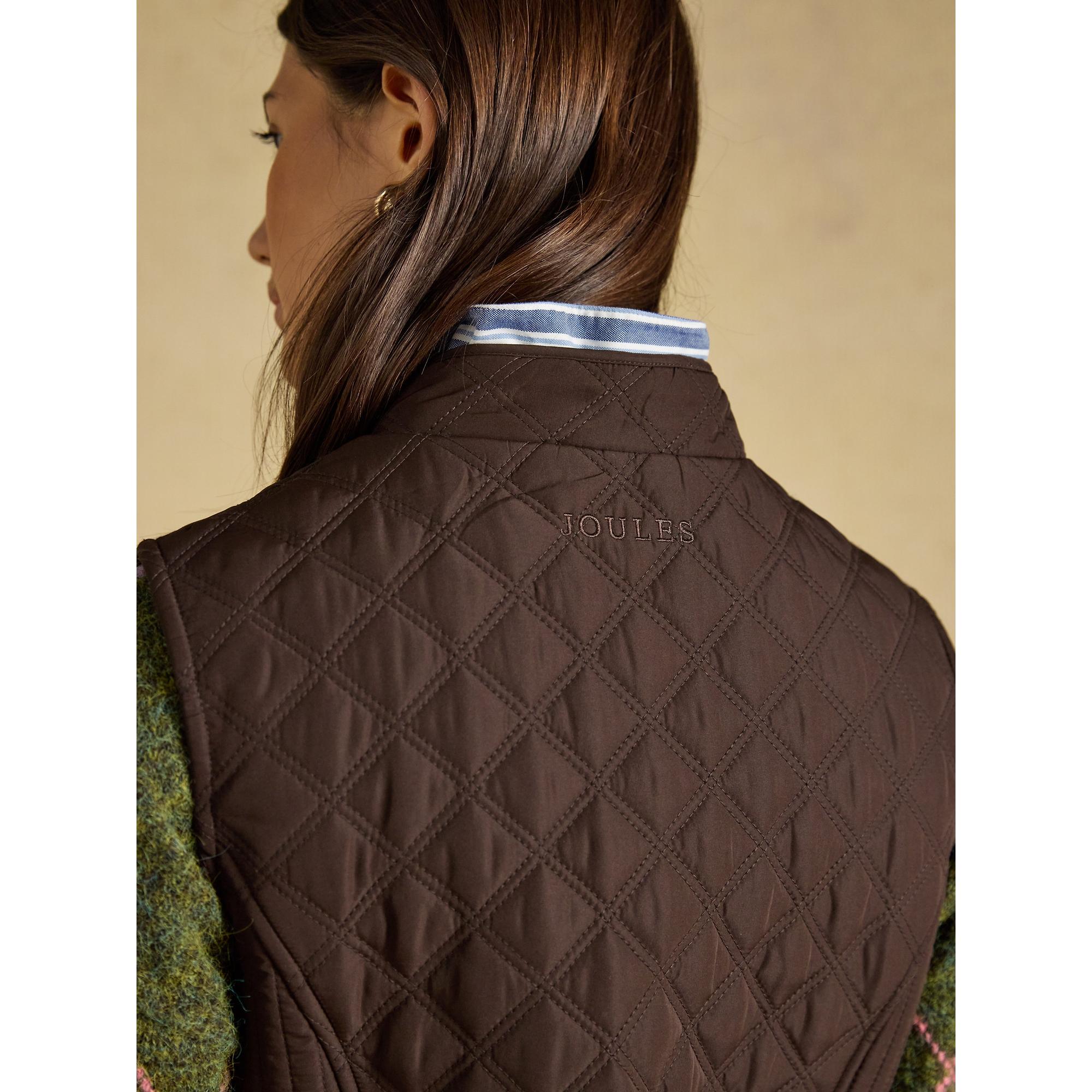 Joules Women's Minx Showerproof Diamond Quilted Gilet - Chocolate