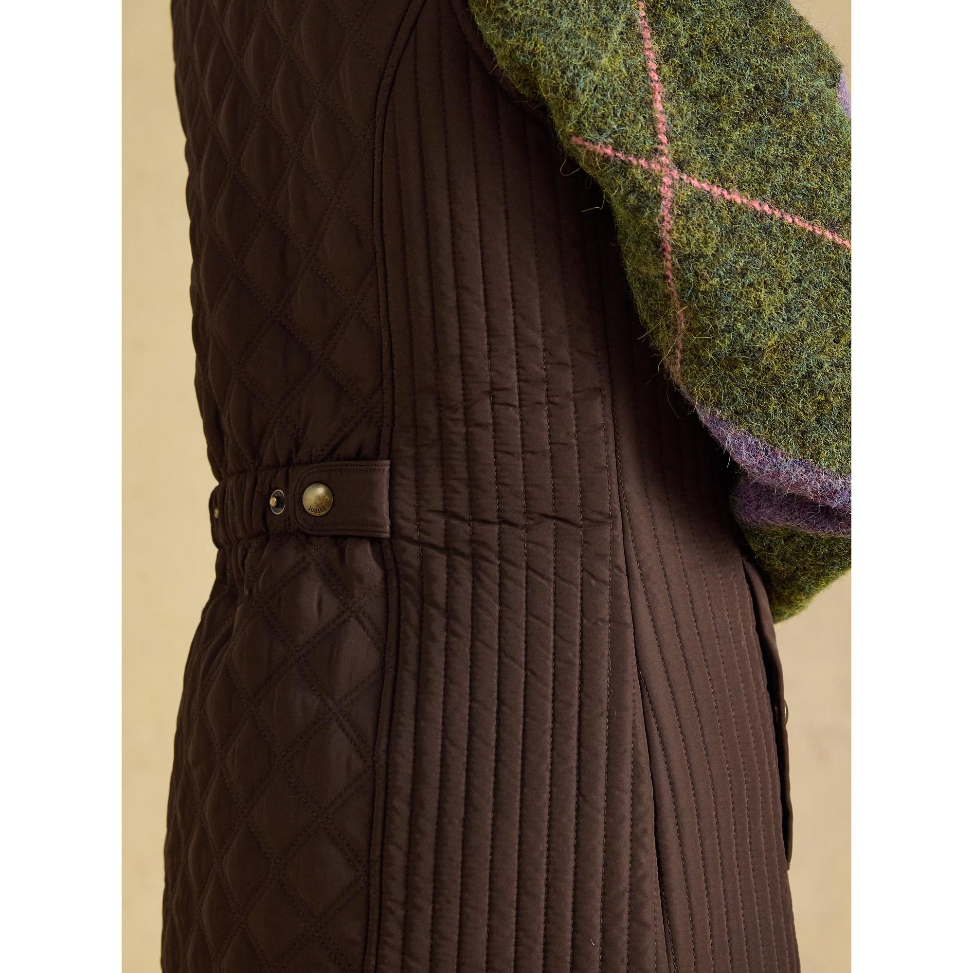 Joules Women's Minx Showerproof Diamond Quilted Gilet - Chocolate