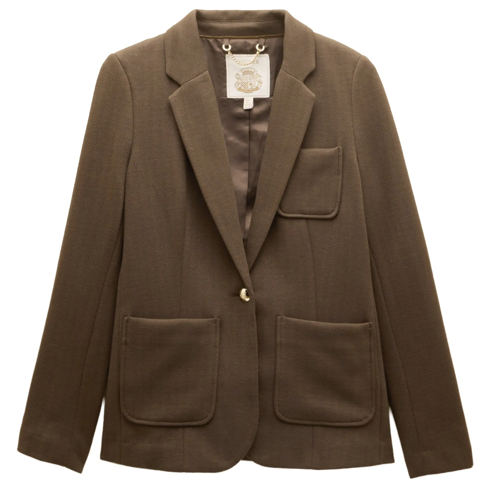 Product image 1 of 10 of Joules Women's Albury Badged Jersey Blazer - Chocolate Brown
