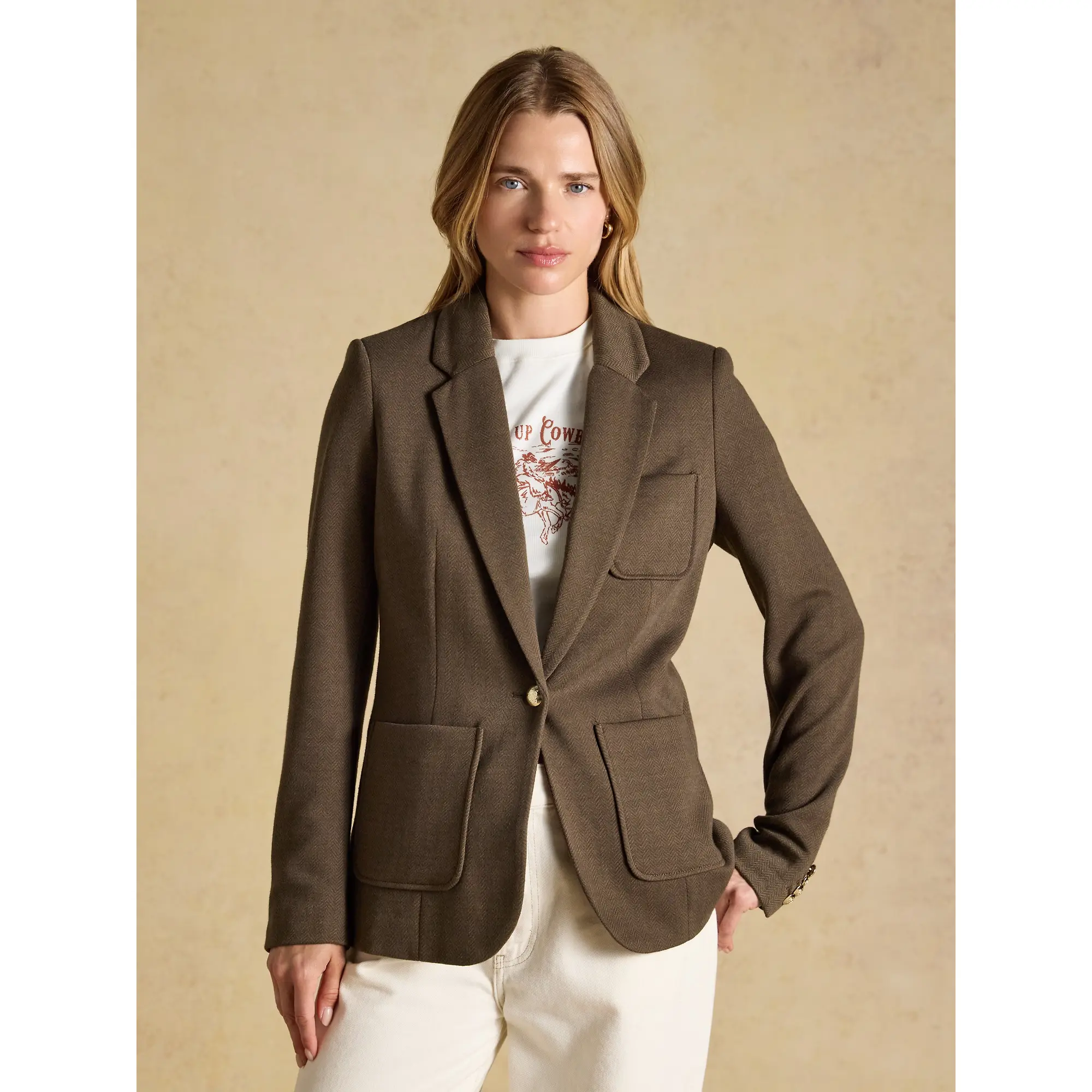 Product image 2 of 10 of Joules Women's Albury Badged Jersey Blazer - Chocolate Brown