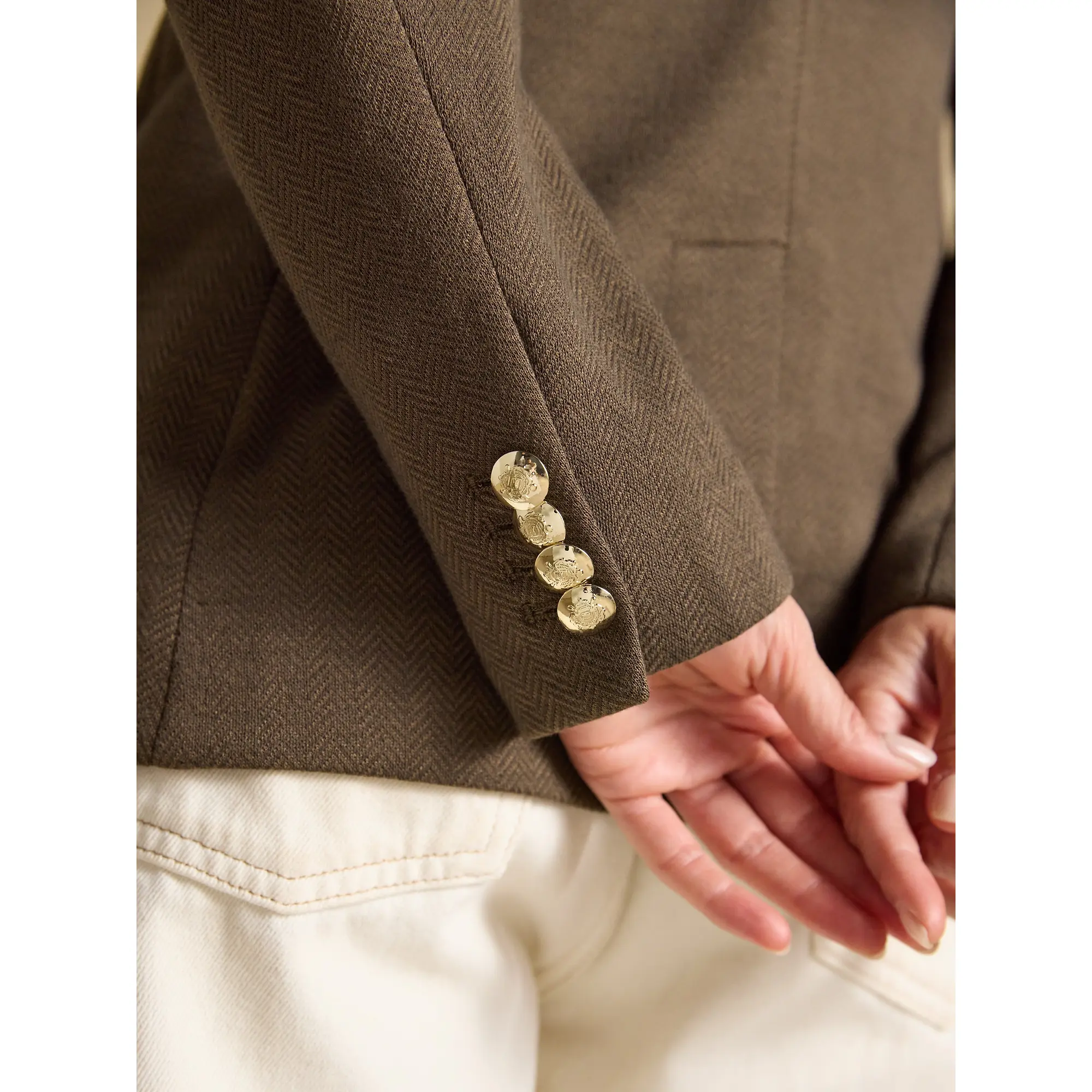 Product image 5 of 10 of Joules Women's Albury Badged Jersey Blazer - Chocolate Brown