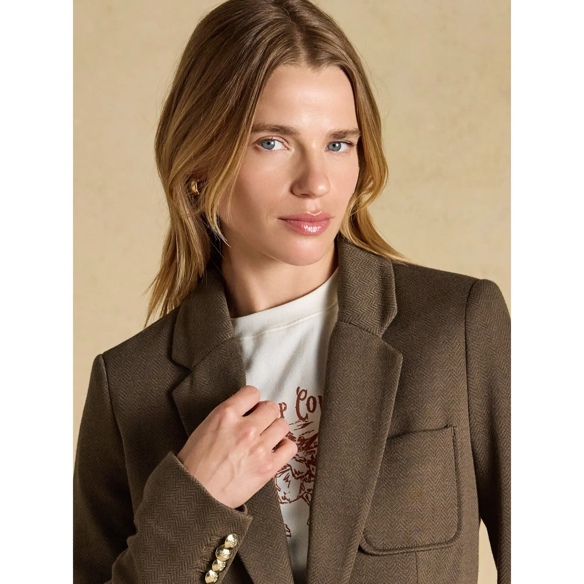 Product image 8 of 10 of Joules Women's Albury Badged Jersey Blazer - Chocolate Brown