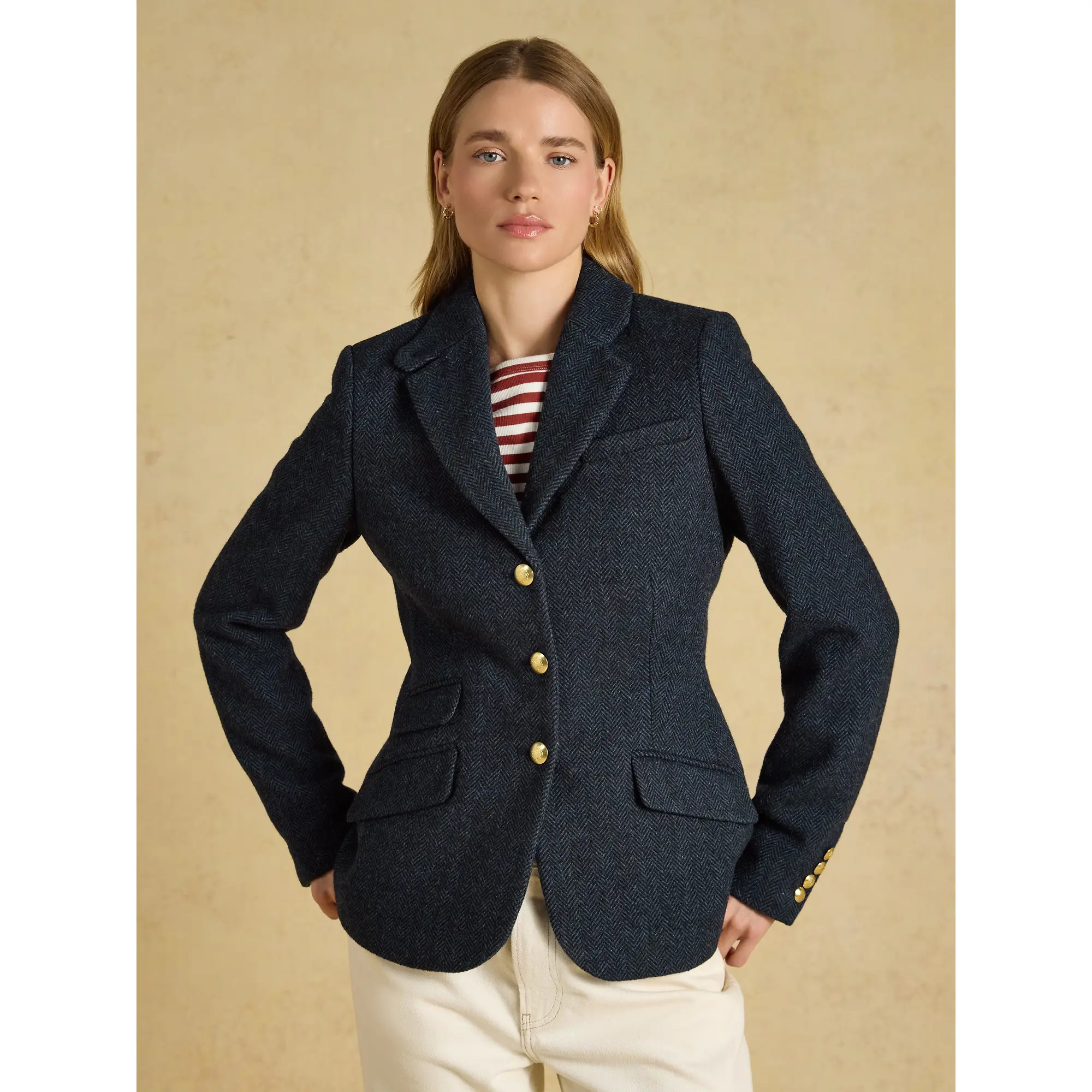 Product image 2 of 9 of Joules Women's Canterly Tweed Blazer - Navy Herringbone
