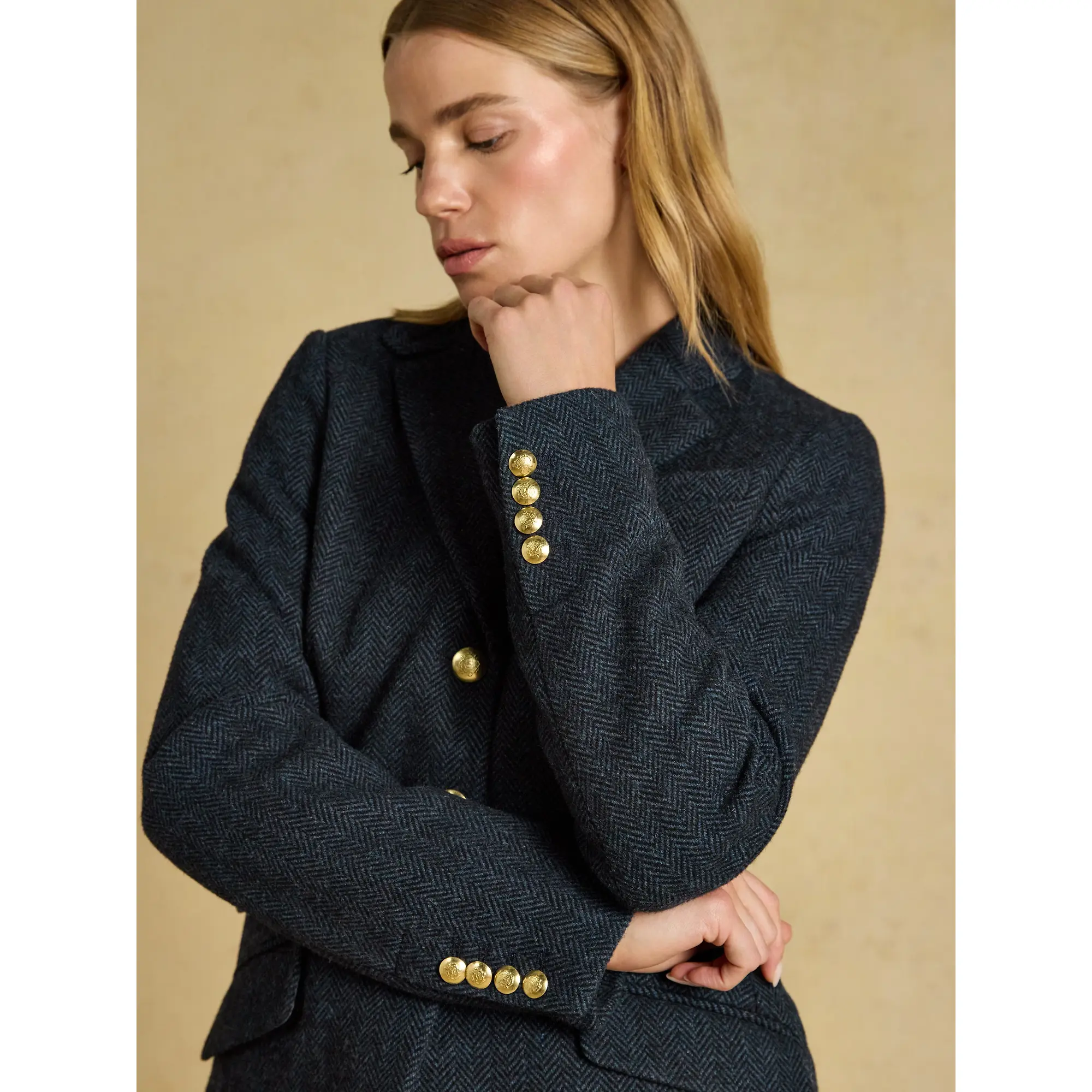 Product image 4 of 9 of Joules Women's Canterly Tweed Blazer - Navy Herringbone