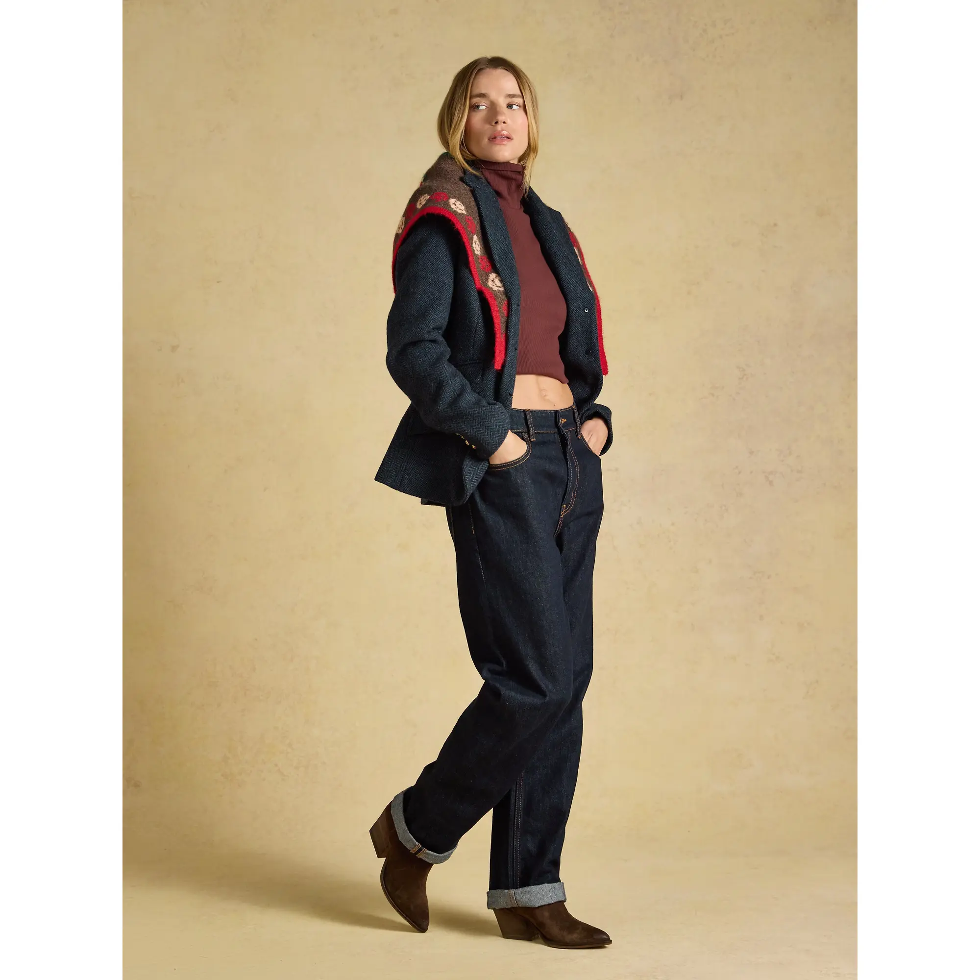 Product image 8 of 9 of Joules Women's Canterly Tweed Blazer - Navy Herringbone