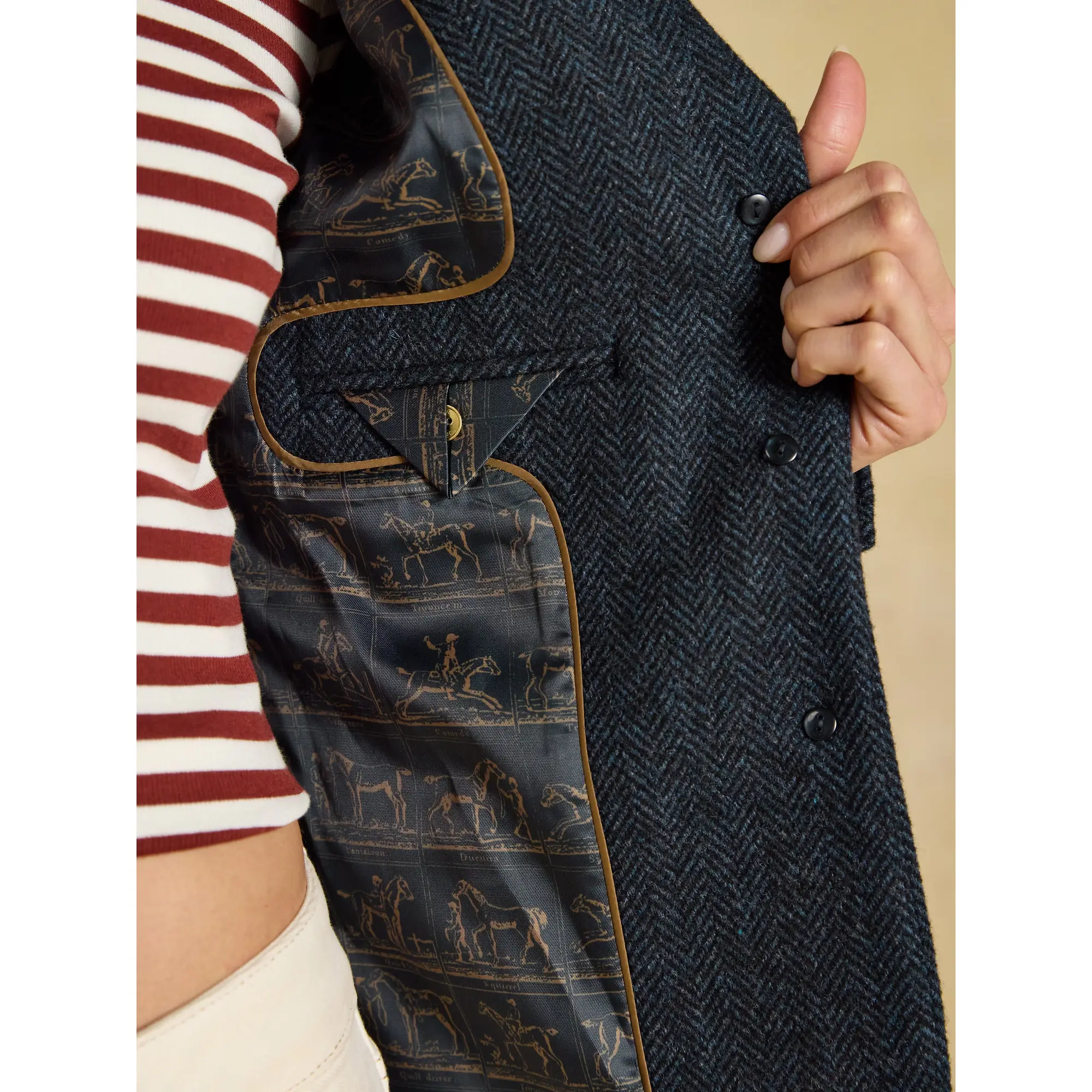 Product image 9 of 9 of Joules Women's Canterly Tweed Blazer - Navy Herringbone