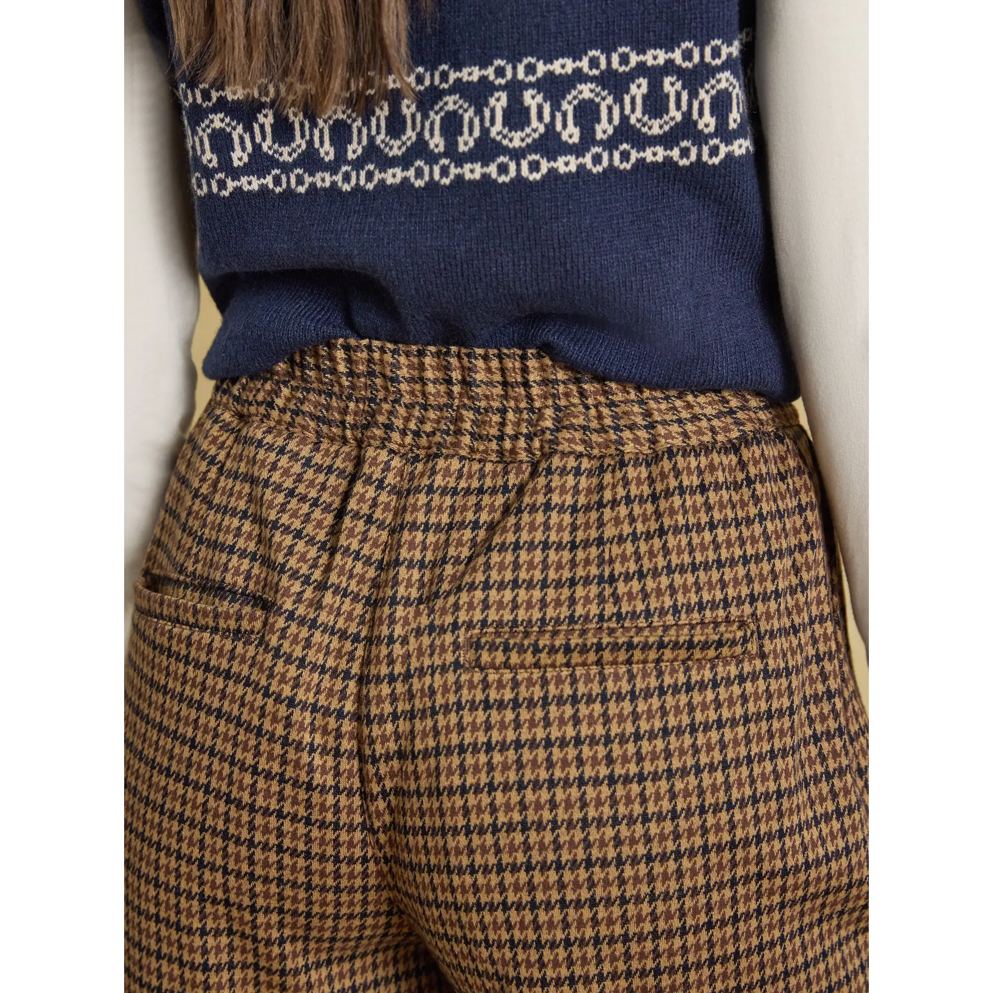 Product image 8 of 8 of Joules Women's Albury Wide Leg Trousers - Brown Dogtooth