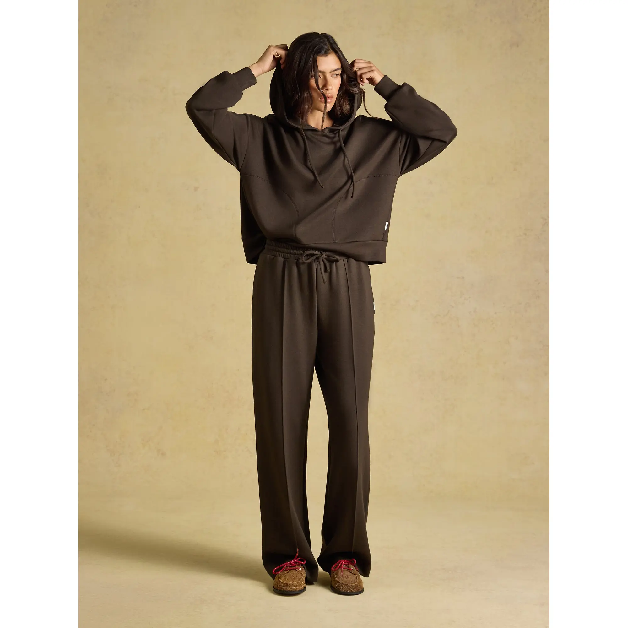 Product image 4 of 7 of Joules Women's Pull On Smart Wide Leg Joggers - Chocolate Brown
