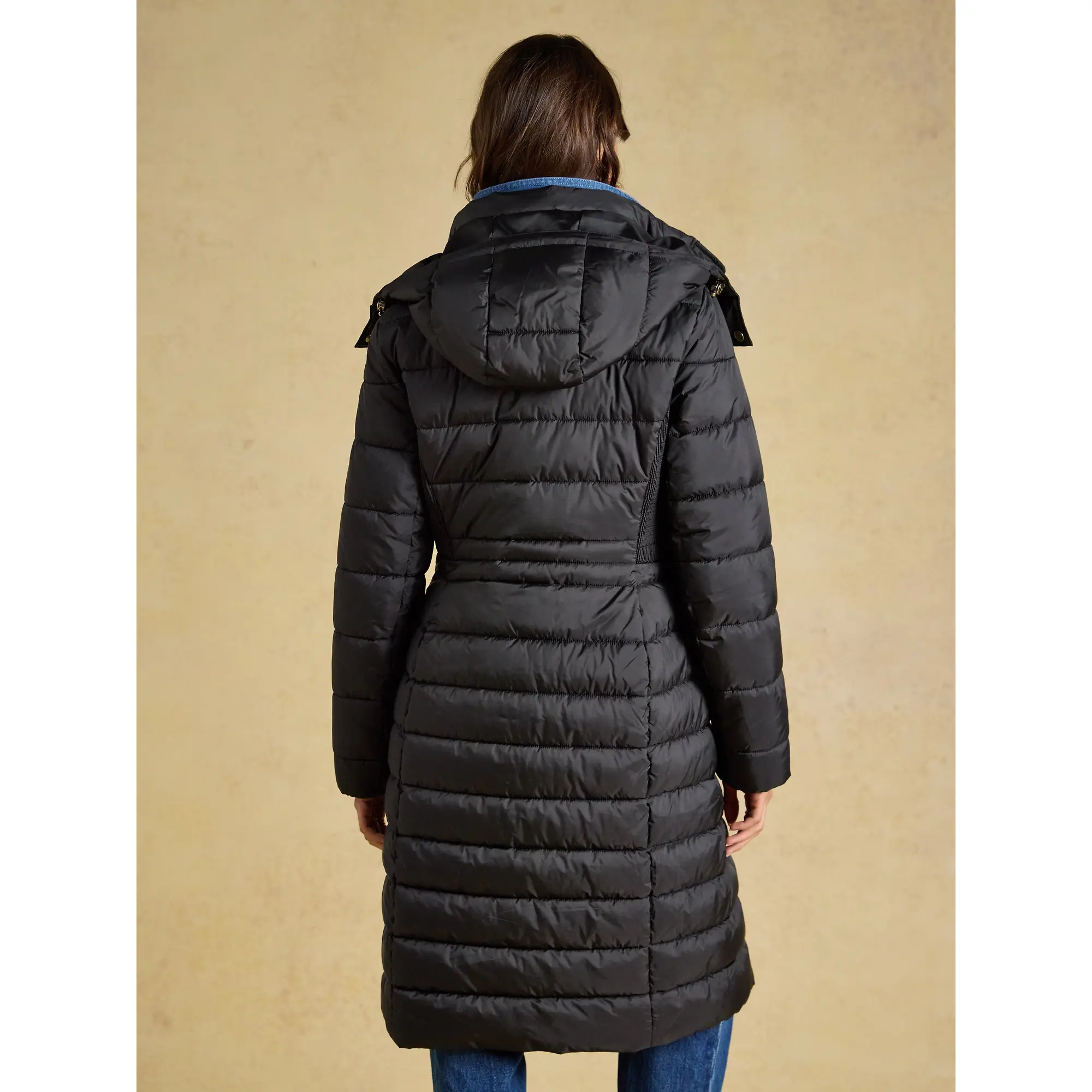 Product image 3 of 10 of Joules Women's Windborough Showerproof Longline Padded Coat with Hood - Black