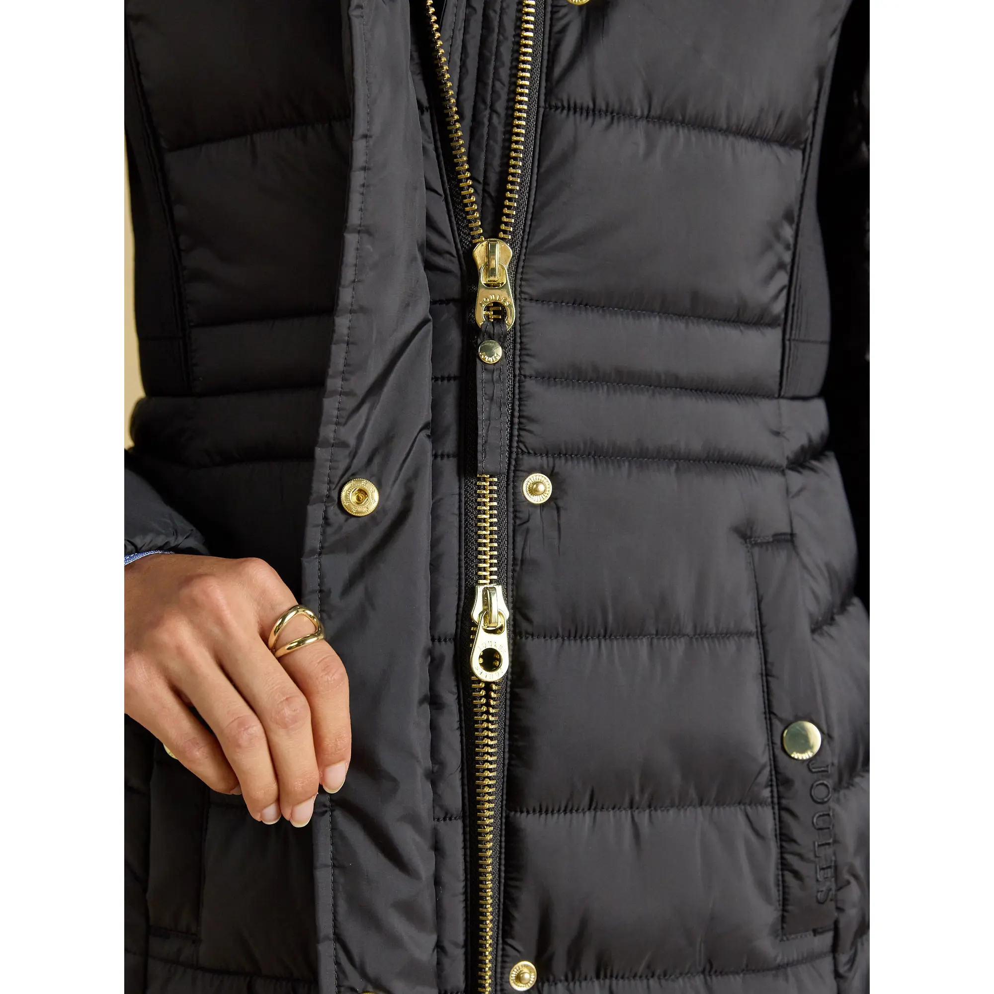 Product image 5 of 10 of Joules Women's Windborough Showerproof Longline Padded Coat with Hood - Black