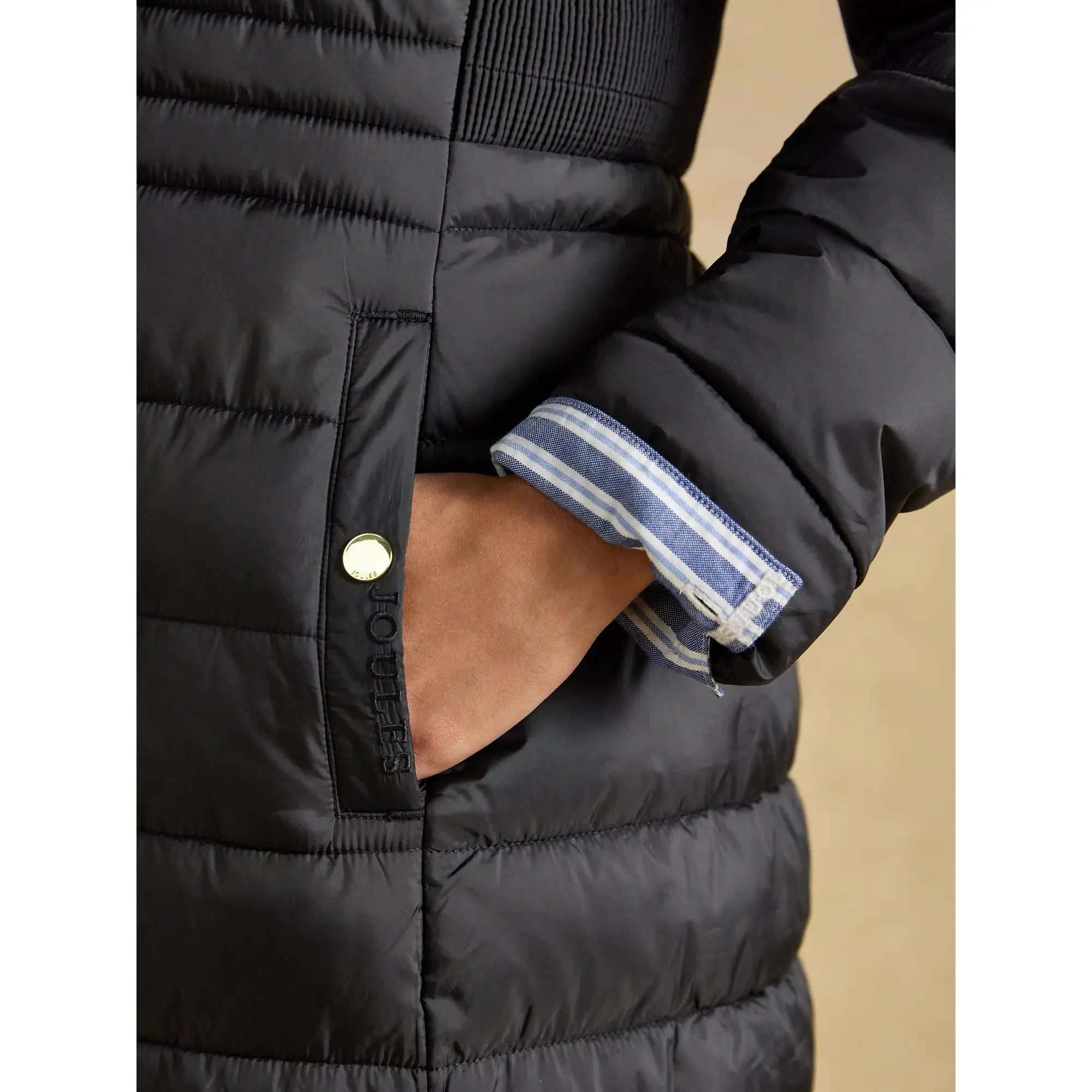 Product image 7 of 10 of Joules Women's Windborough Showerproof Longline Padded Coat with Hood - Black