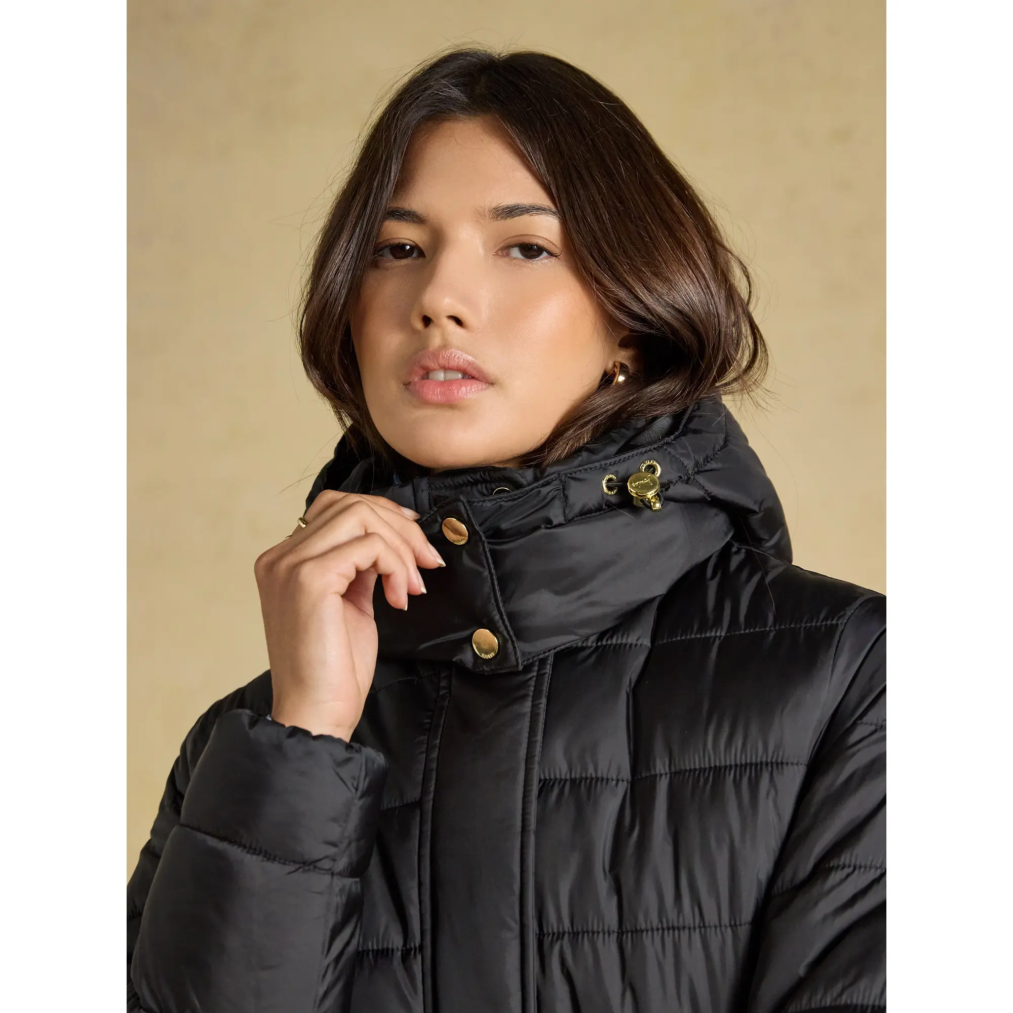 Product image 8 of 10 of Joules Women's Windborough Showerproof Longline Padded Coat with Hood - Black