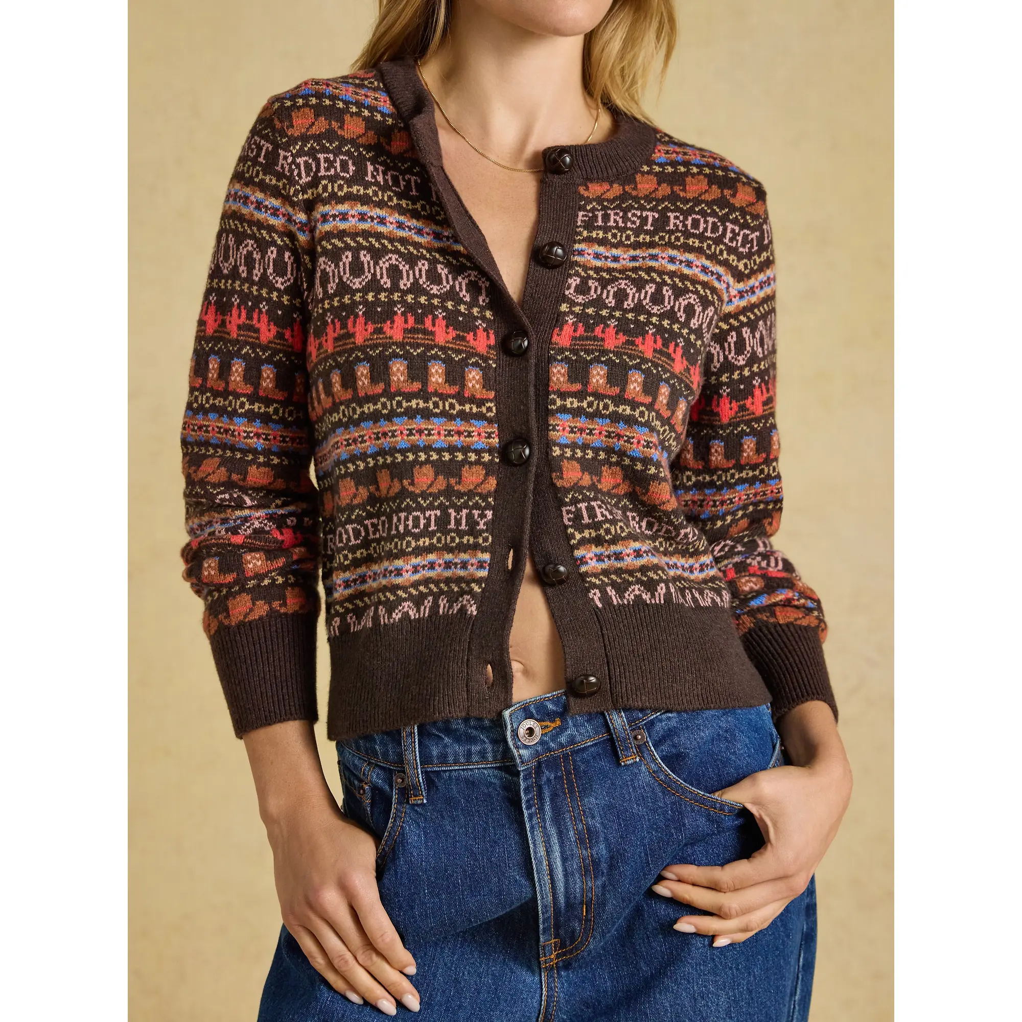 Product image 6 of 8 of Joules Women's Rodeo Cardigan - Chocolate Brown