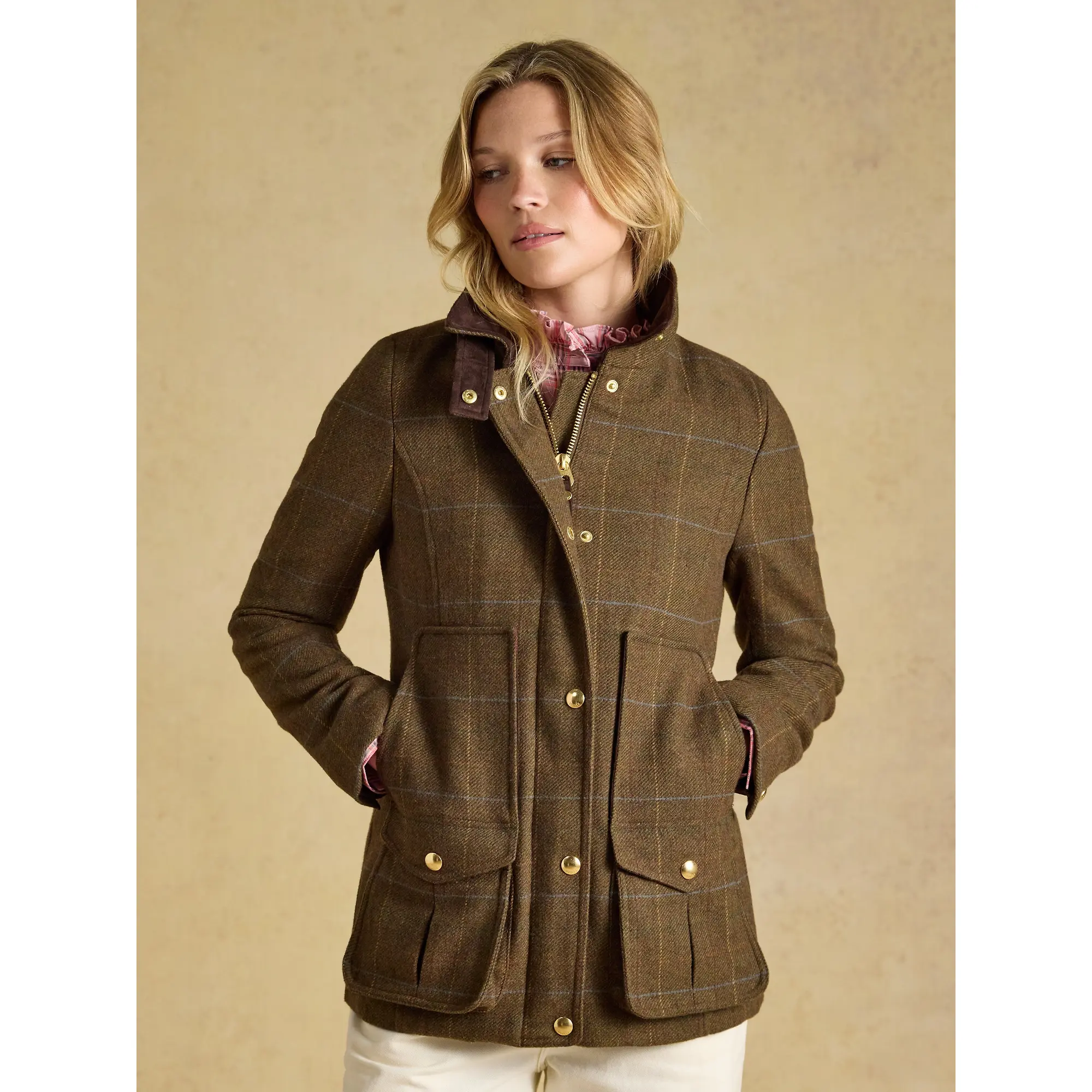 Product image 2 of 9 of Joules Women's Classic Fieldcoat with Wool - Green Tweed