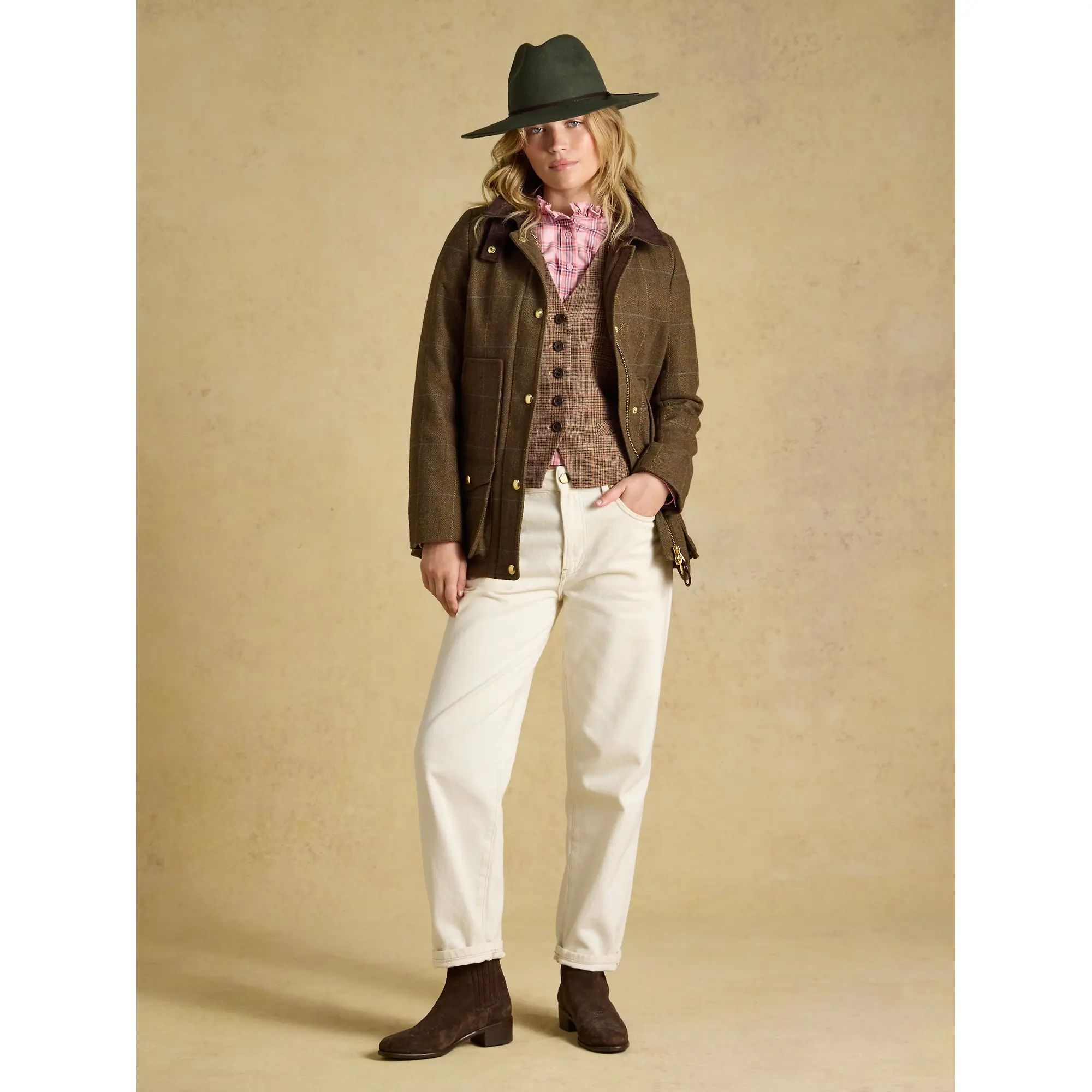 Product image 4 of 9 of Joules Women's Classic Fieldcoat with Wool - Green Tweed