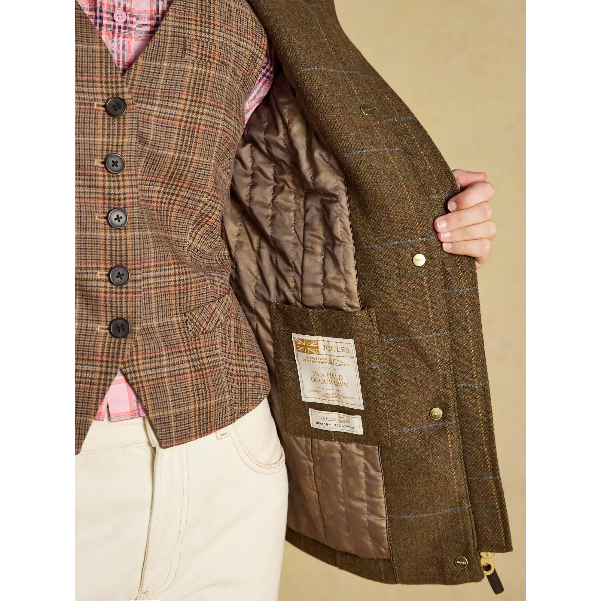Product image 5 of 9 of Joules Women's Classic Fieldcoat with Wool - Green Tweed