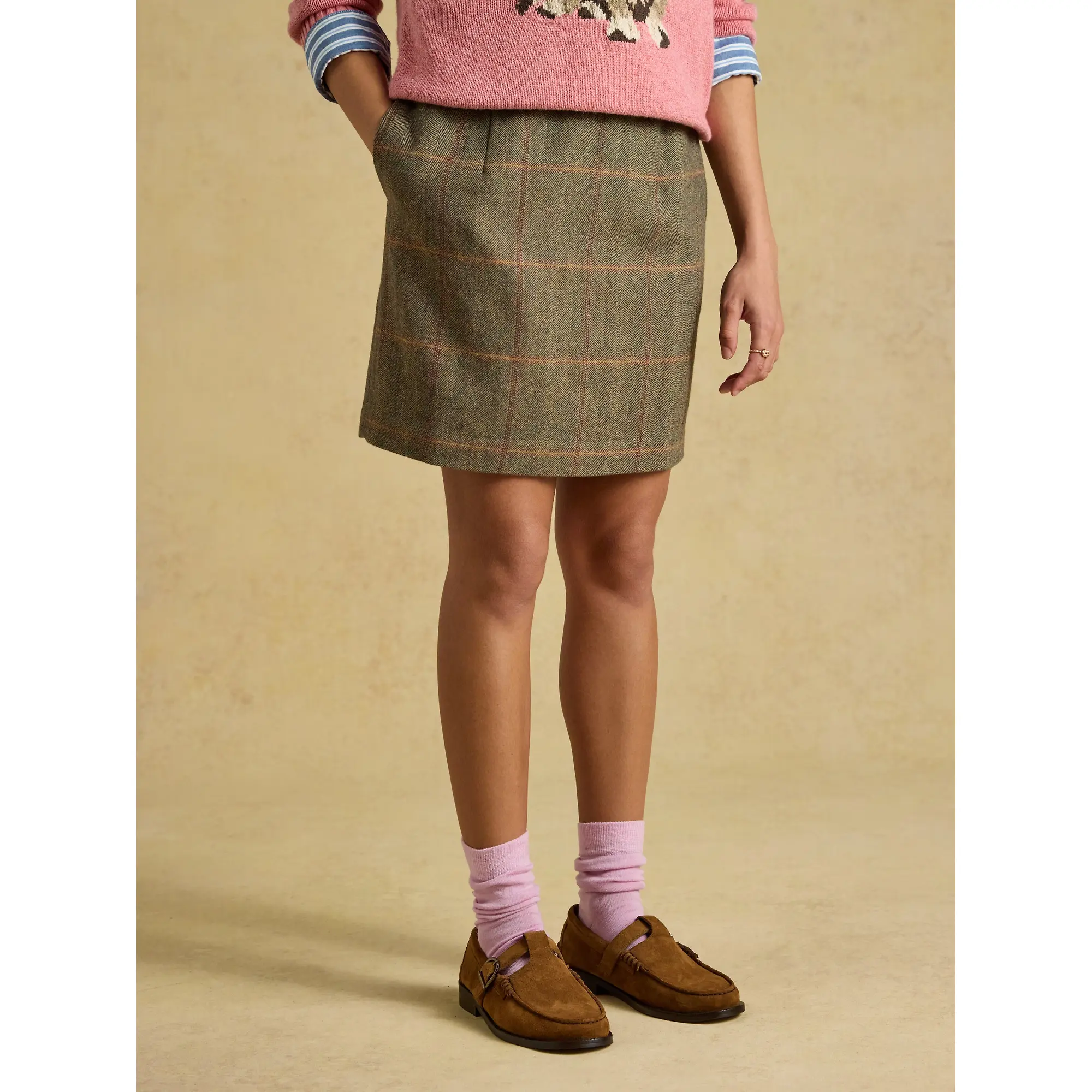 Product image 2 of 7 of Joules Women's Bramble Short Tweed Wool Blend Skirt - Blake Check