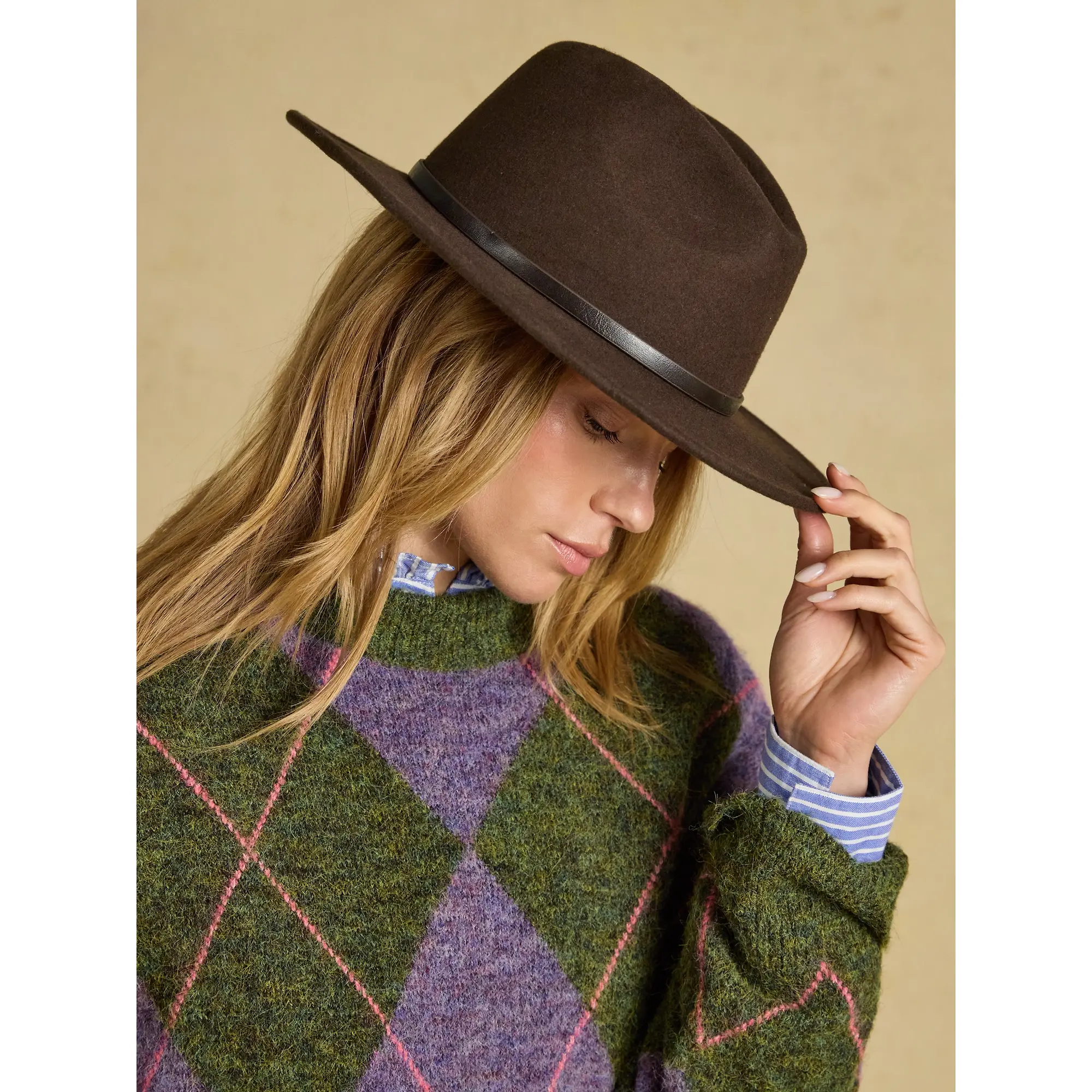 Product image 2 of 8 of Joules Women's Wool Fedora Hat - Chocolate Brown