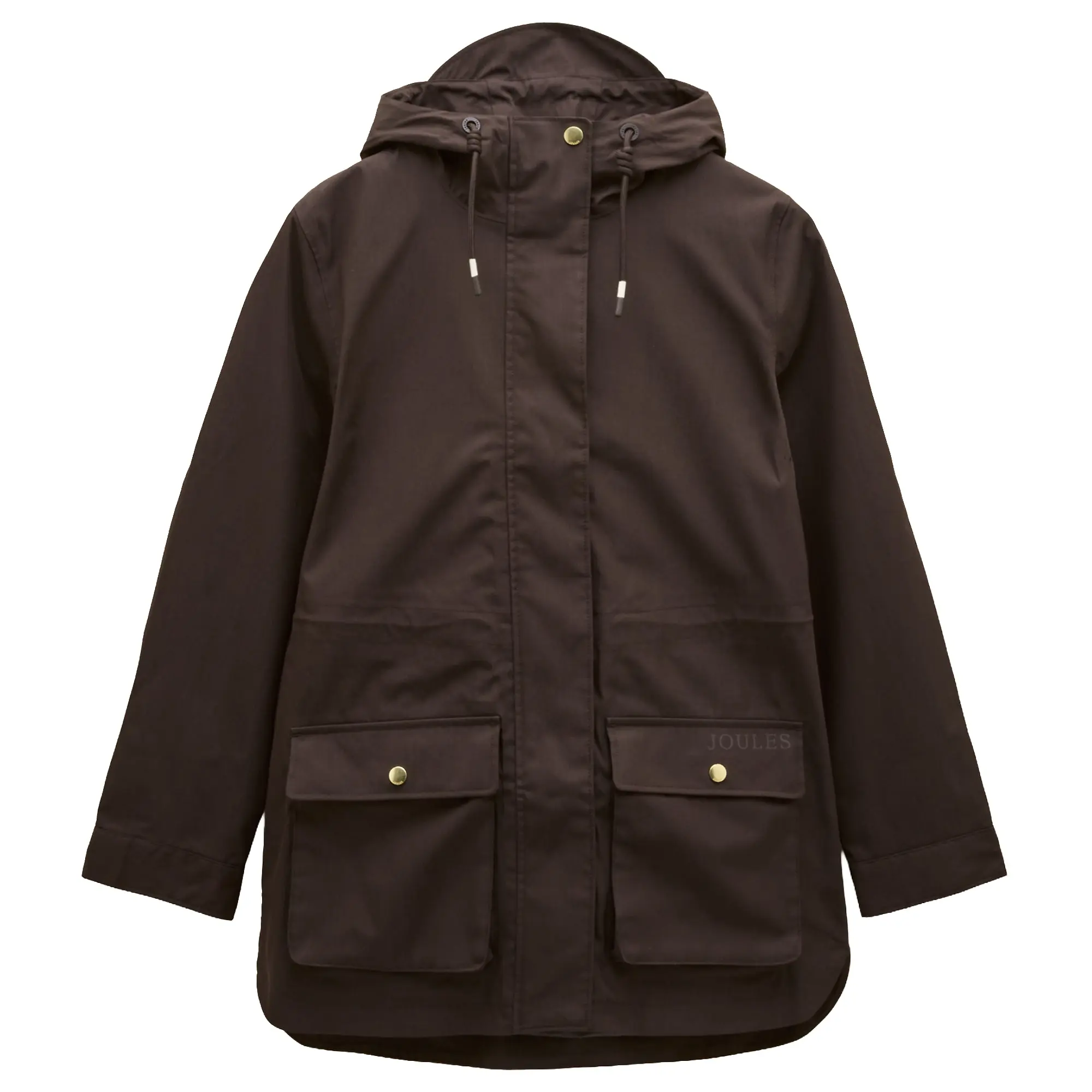 Product image 1 of 12 of Joules Women's Portwell Waterproof Raincoat With Hood - Chocolate Brown