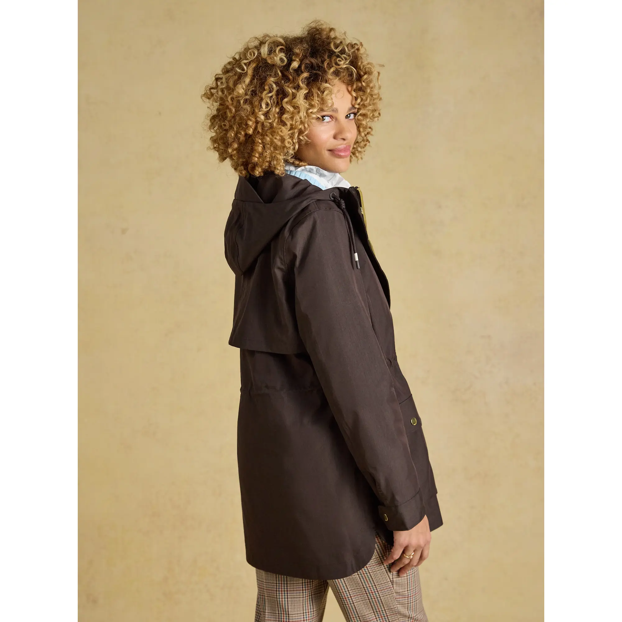 Product image 4 of 12 of Joules Women's Portwell Waterproof Raincoat With Hood - Chocolate Brown