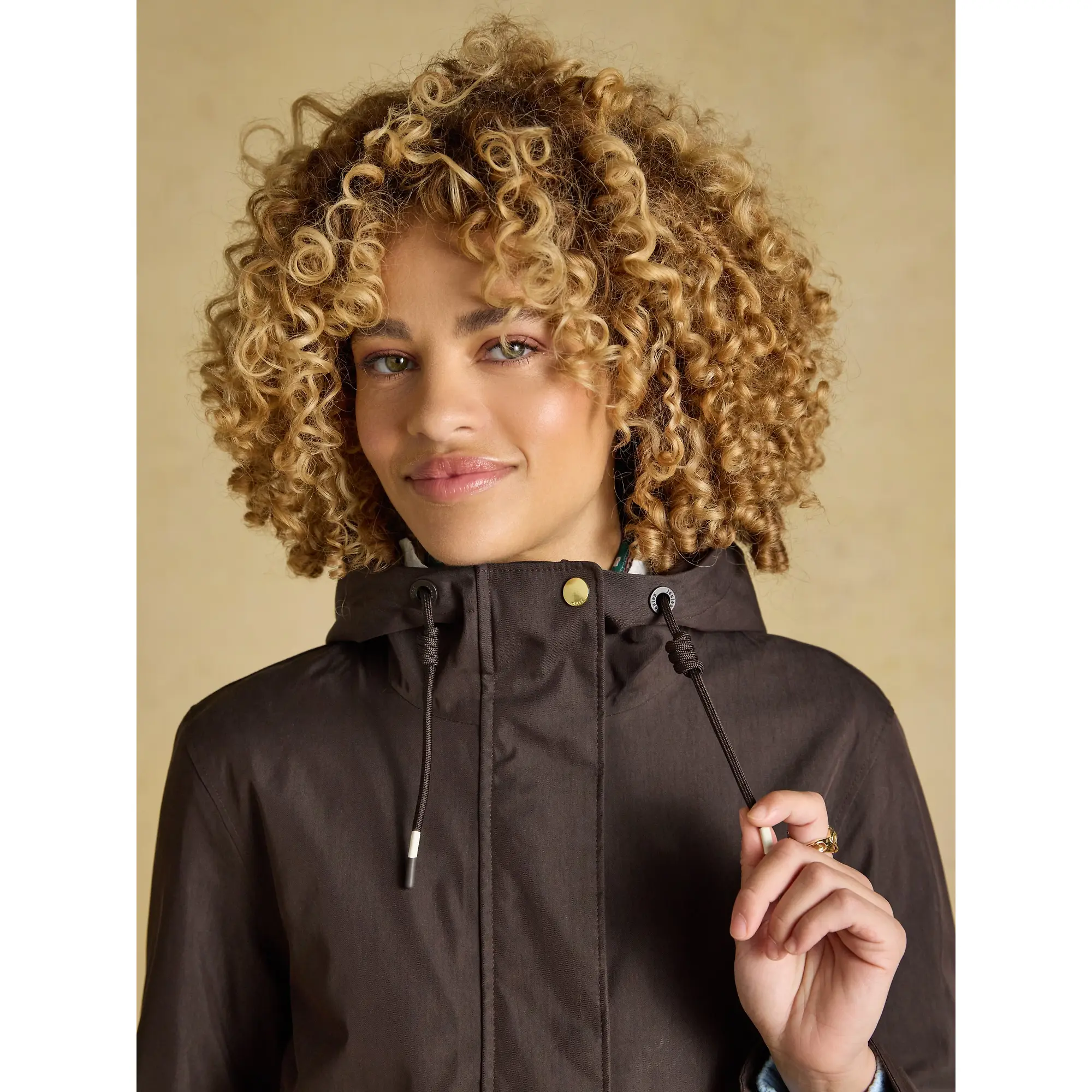 Product image 5 of 12 of Joules Women's Portwell Waterproof Raincoat With Hood - Chocolate Brown