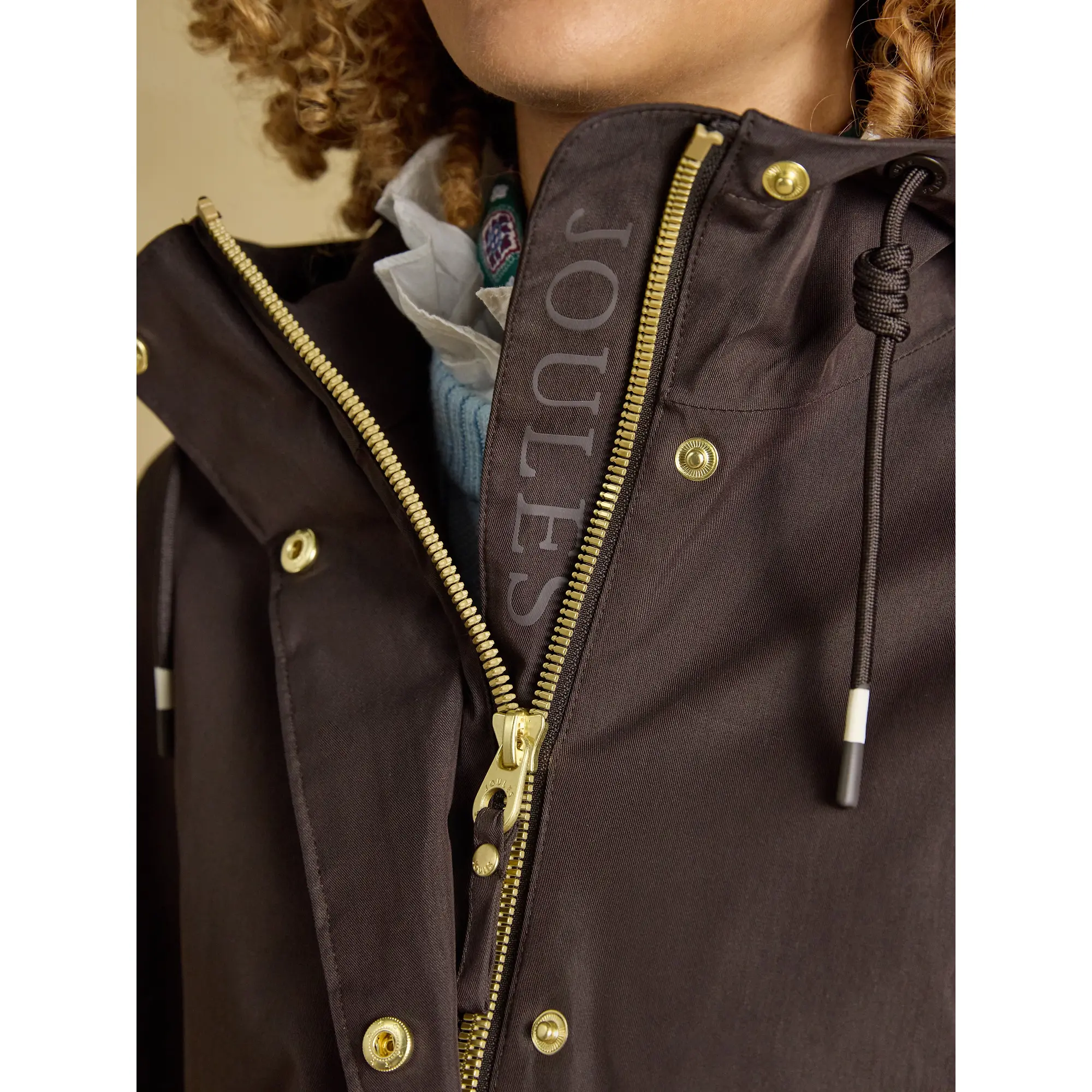 Product image 7 of 12 of Joules Women's Portwell Waterproof Raincoat With Hood - Chocolate Brown