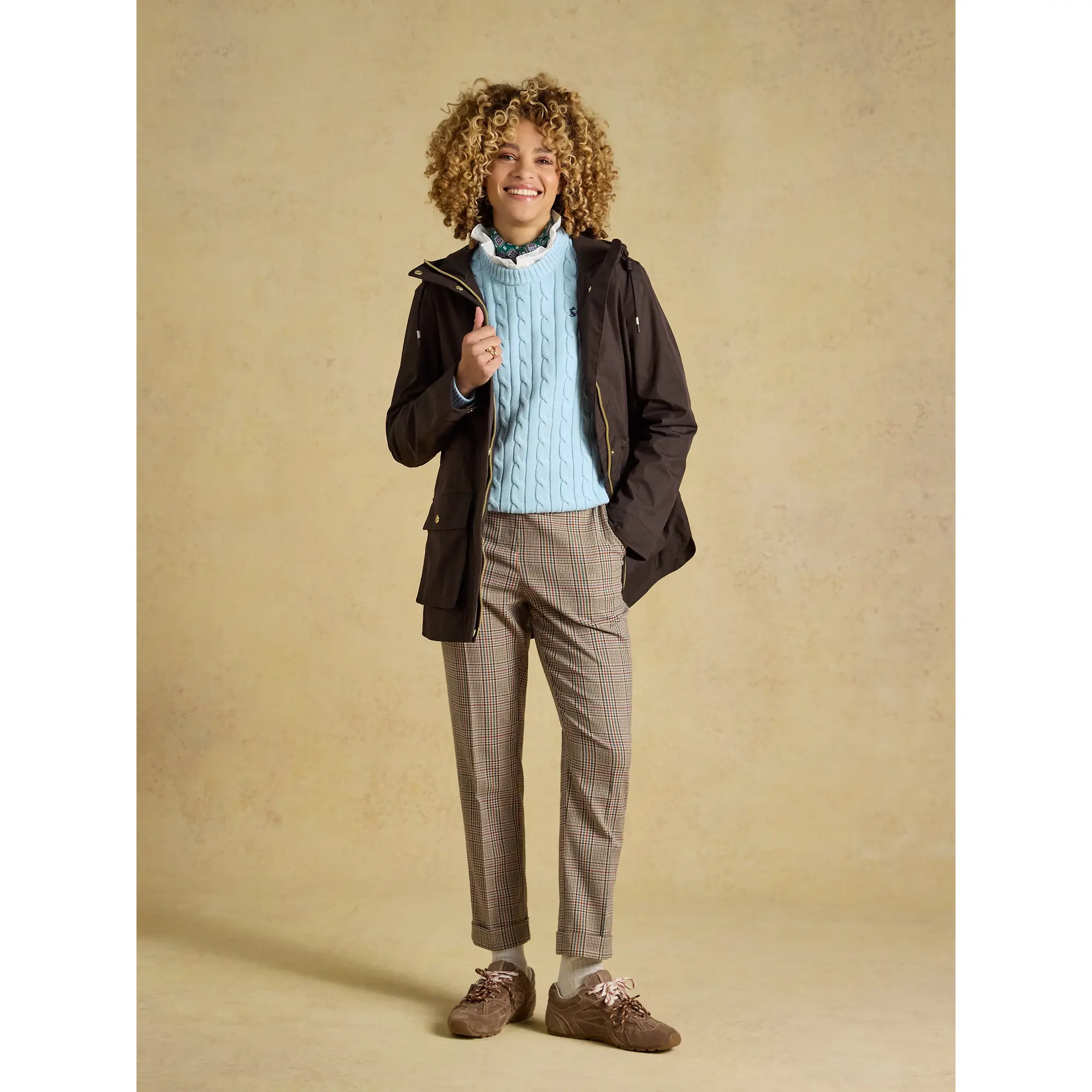 Product image 8 of 12 of Joules Women's Portwell Waterproof Raincoat With Hood - Chocolate Brown