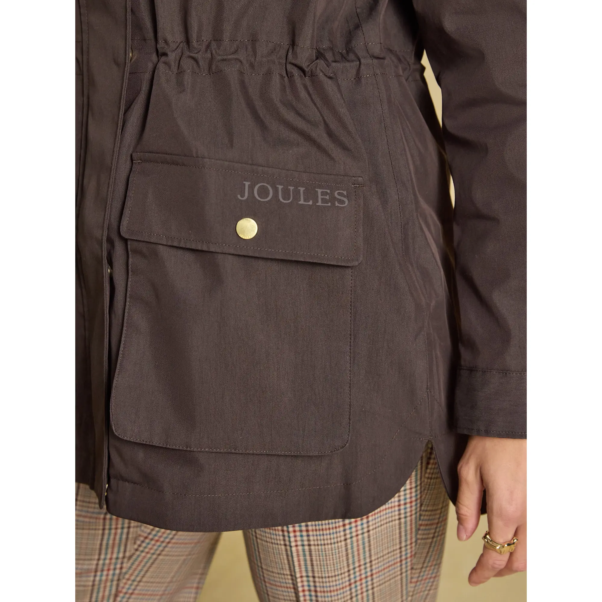 Product image 11 of 12 of Joules Women's Portwell Waterproof Raincoat With Hood - Chocolate Brown