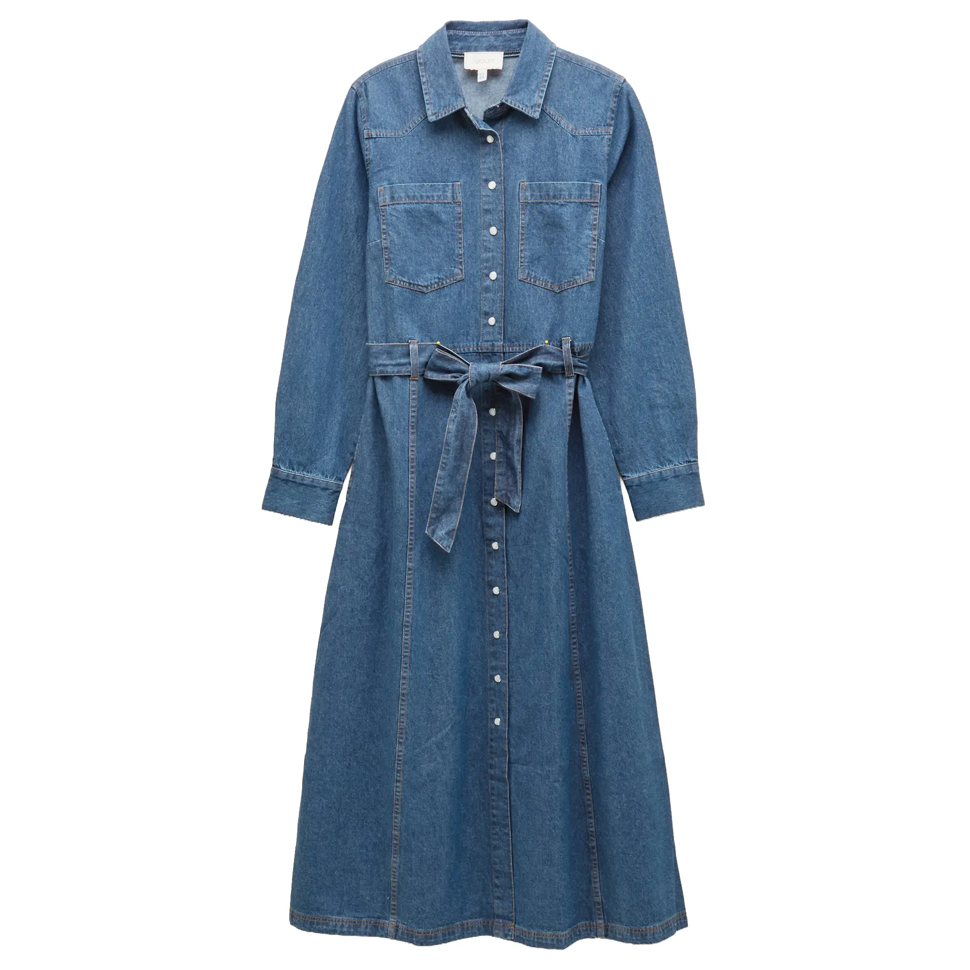 Product image 1 of 8 of Joules Women's Tie Waist Shirt Dress - Denim Blue