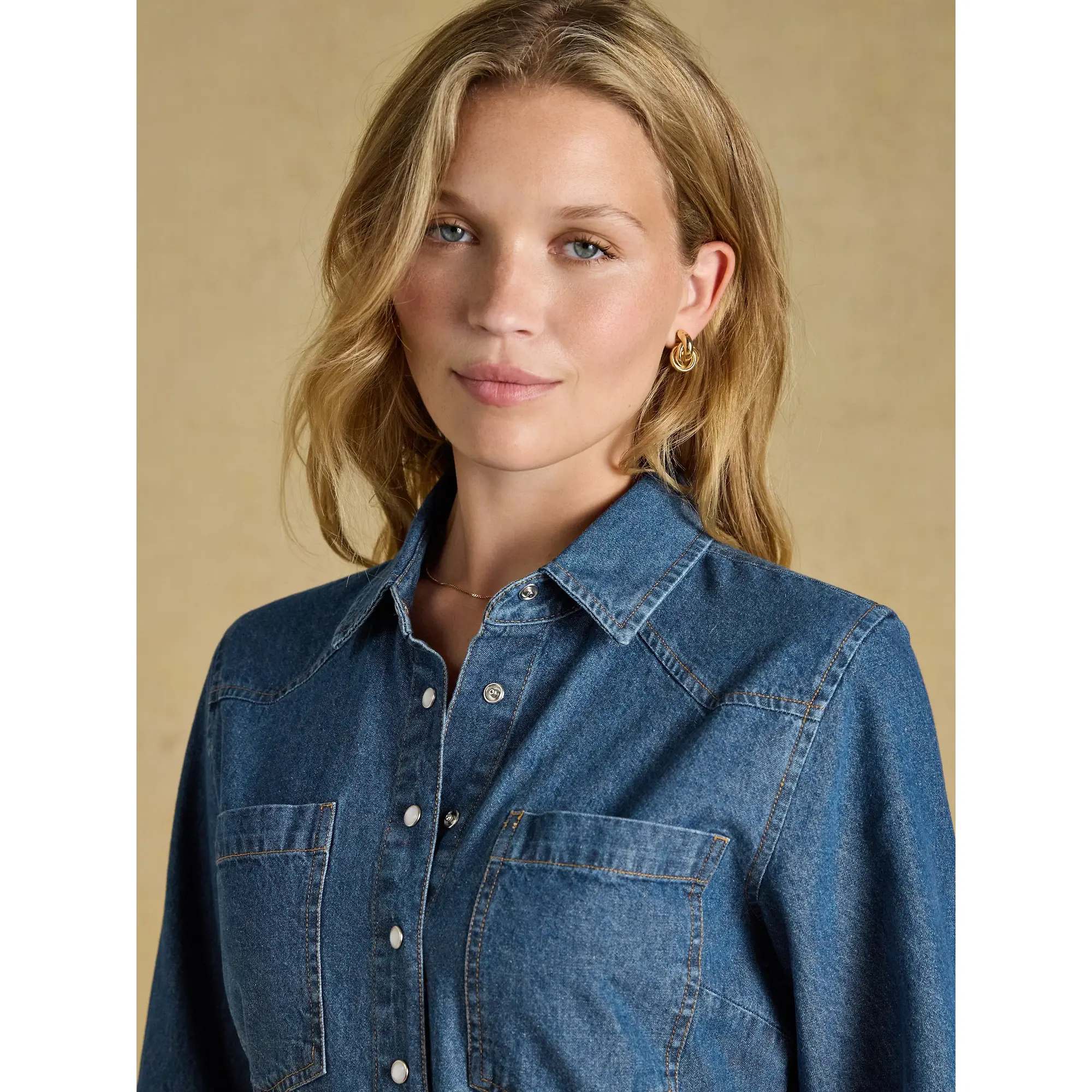 Product image 5 of 8 of Joules Women's Tie Waist Shirt Dress - Denim Blue