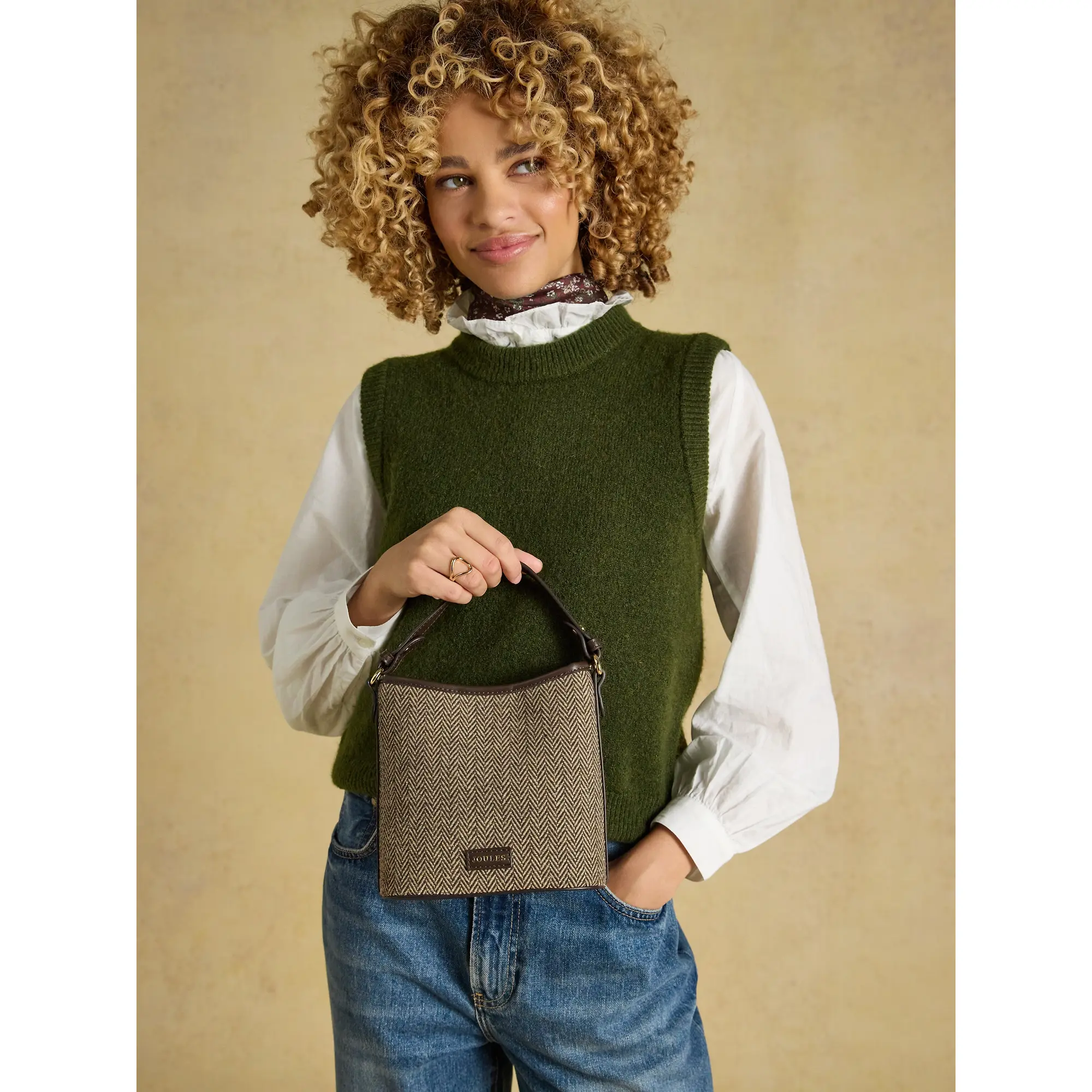 Product image 3 of 9 of Joules Women's Bucket Bag - Neutral Herringbone
