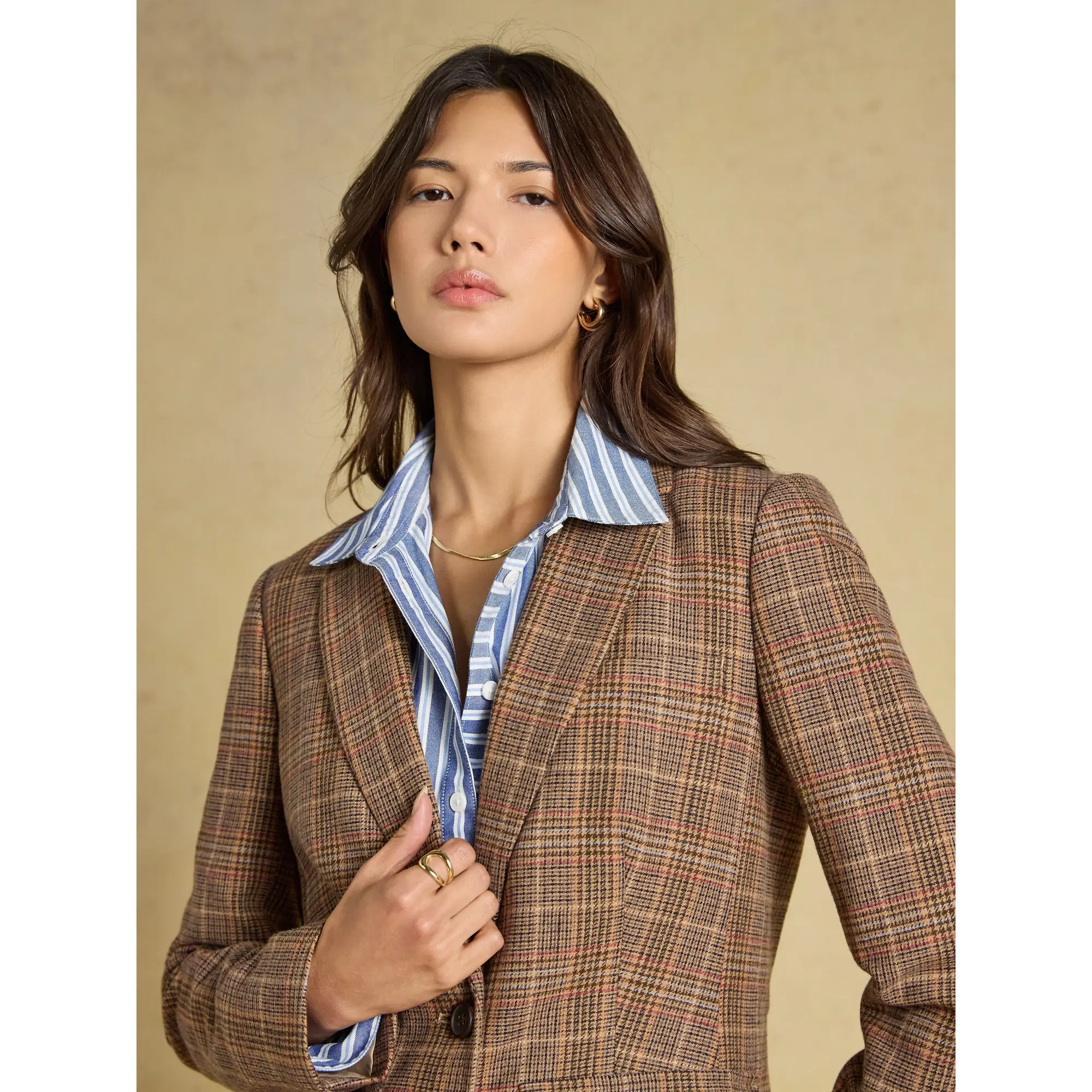 Product image 6 of 8 of Joules Women's Foxley Check Wool Rich Tweed Suit Blazer - Erica Tweed