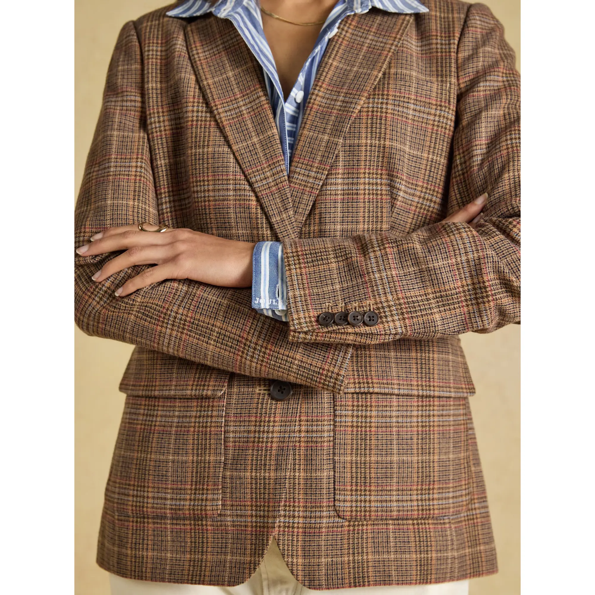 Product image 7 of 8 of Joules Women's Foxley Check Wool Rich Tweed Suit Blazer - Erica Tweed