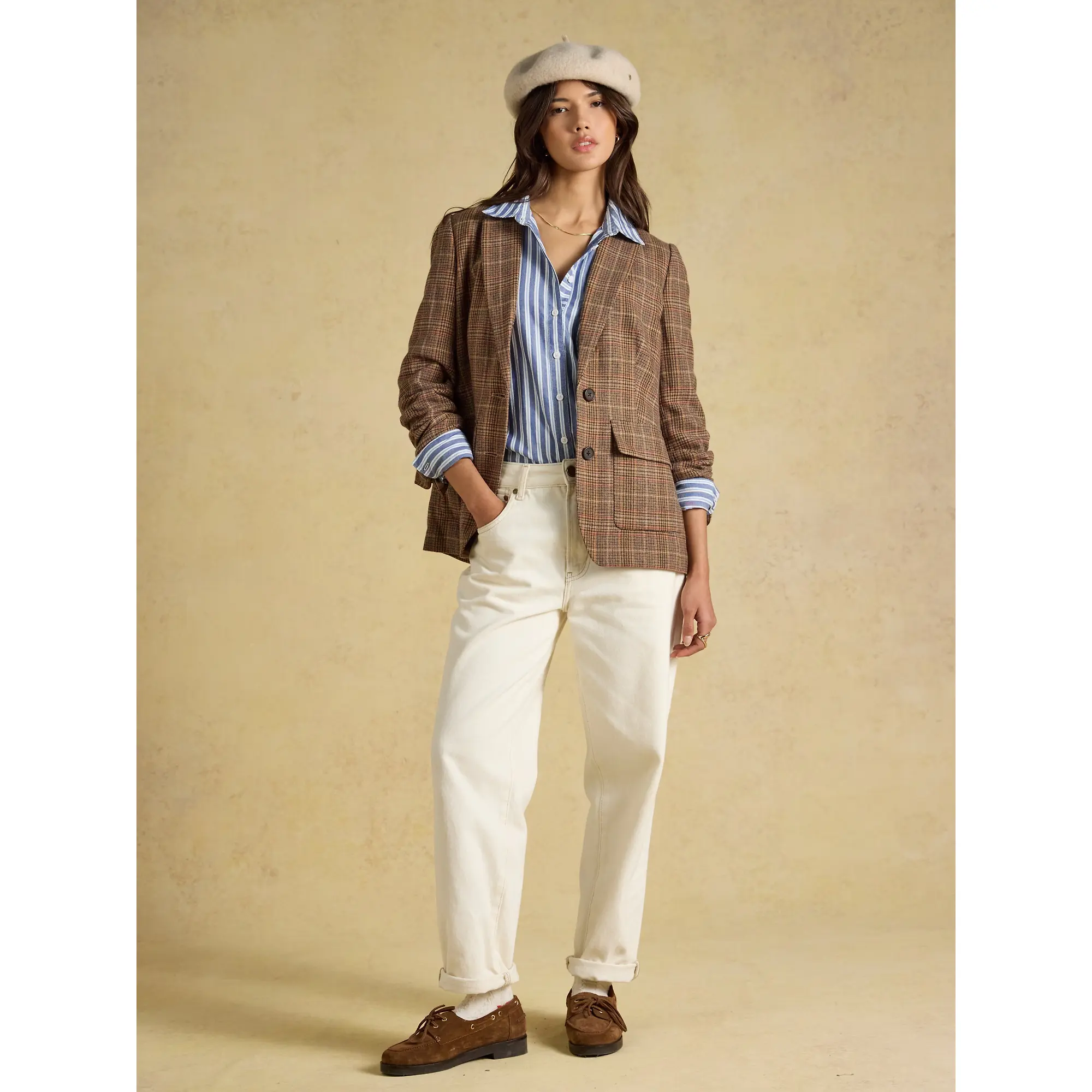 Product image 8 of 8 of Joules Women's Foxley Check Wool Rich Tweed Suit Blazer - Erica Tweed