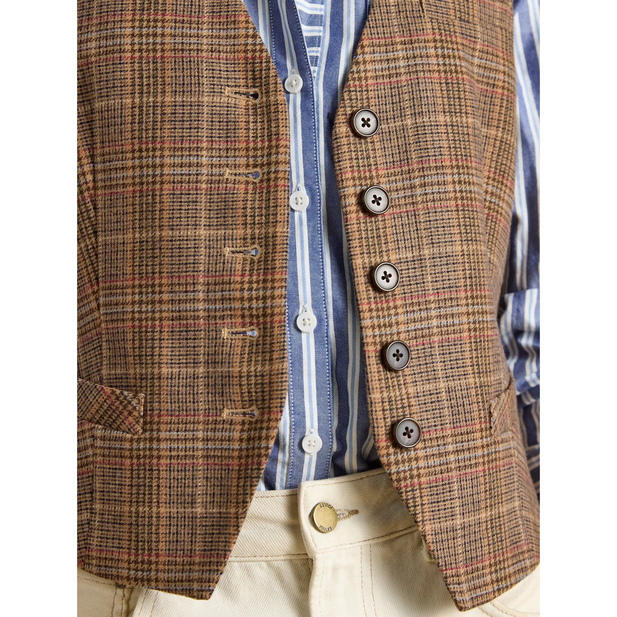 Product image 5 of 7 of Joules Women's Foxley Check Wool Rich Check Tweed Waistcoat - Erica Tweed