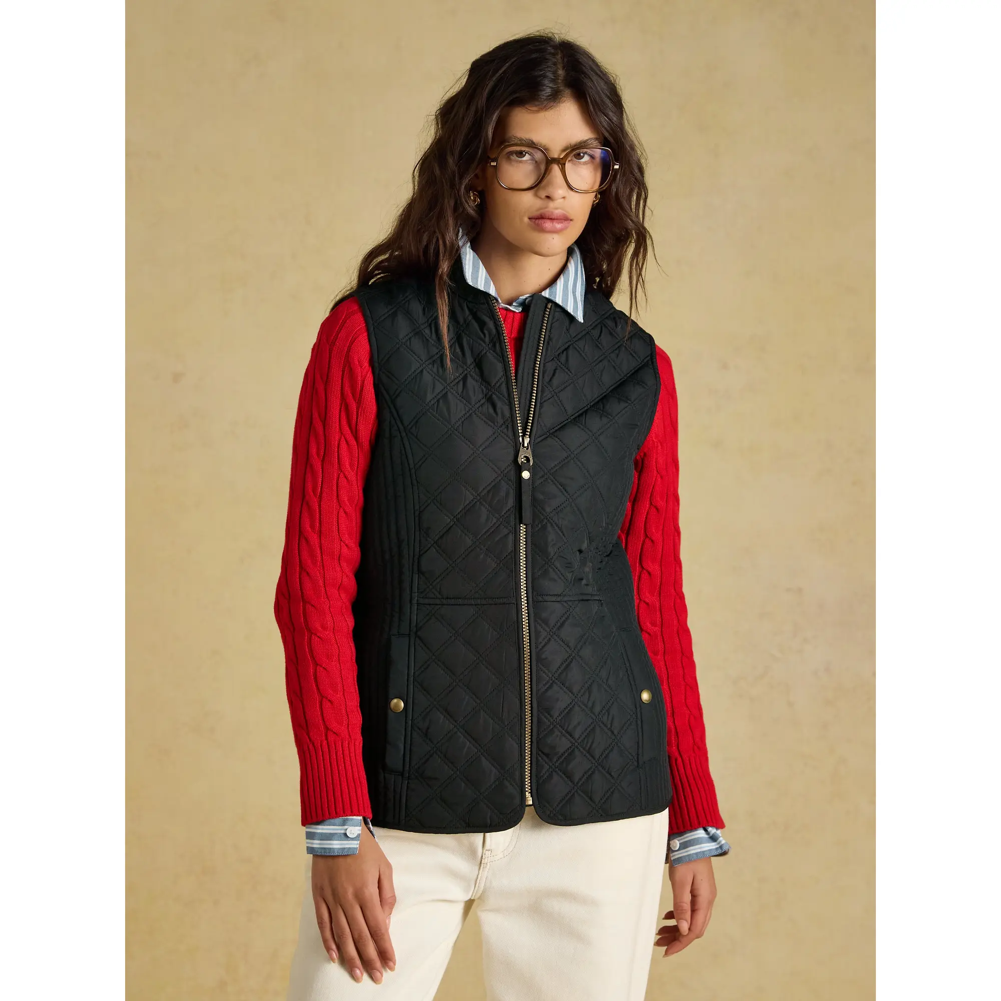 Product image 2 of 9 of Joules Women's Minx Showerproof Diamond Quilted Gilet - Black