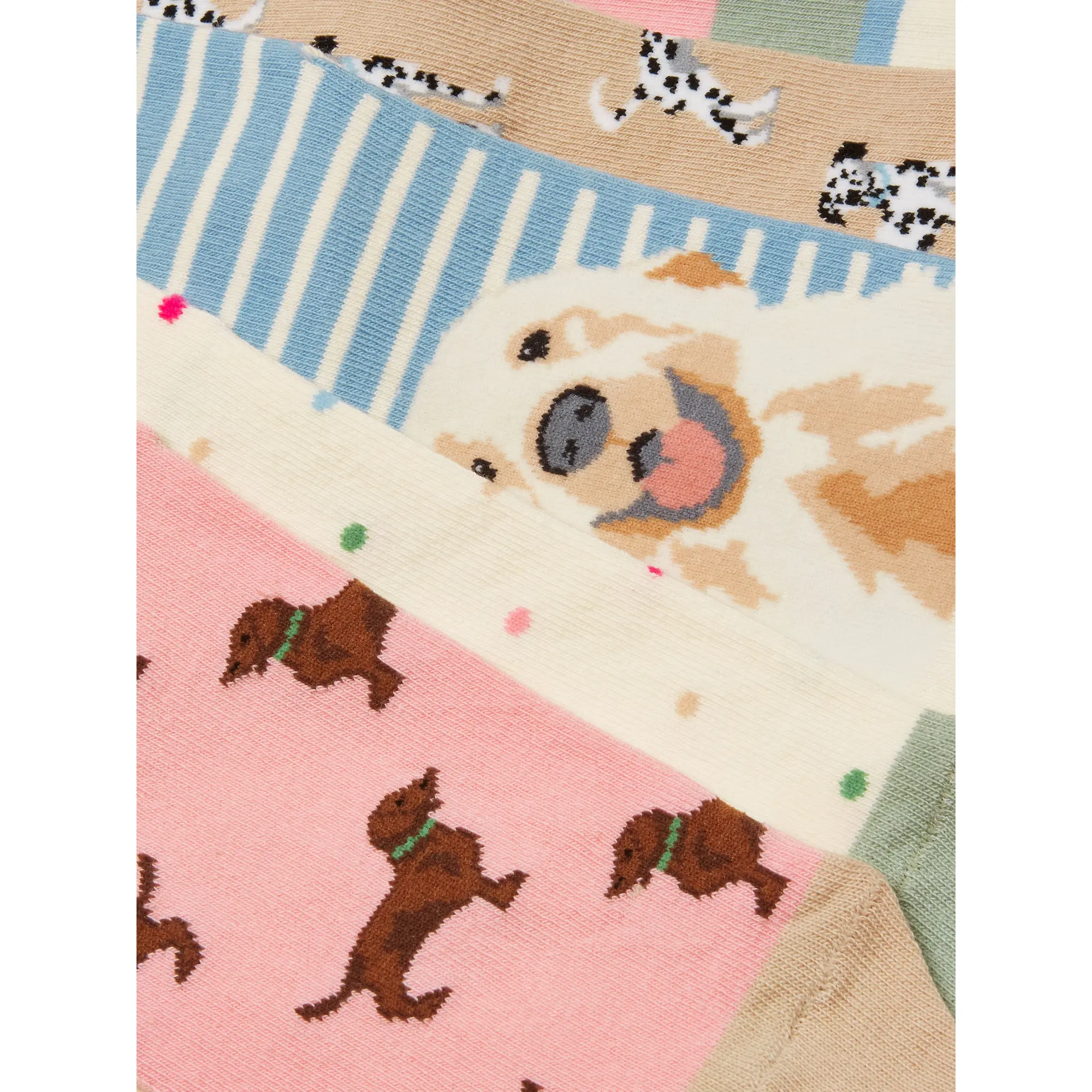 Product image 3 of 3 of Joules Women's Everyday Ankle Socks 5 Pack UK 4-8 - Multi Ecru Dog
