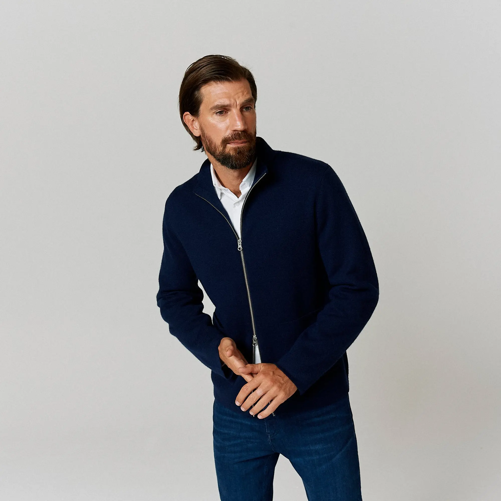 Product image 2 of 10 of Oliver Sweeney Men's Garstang Knitted Merino Wool Blend Jacket - Navy