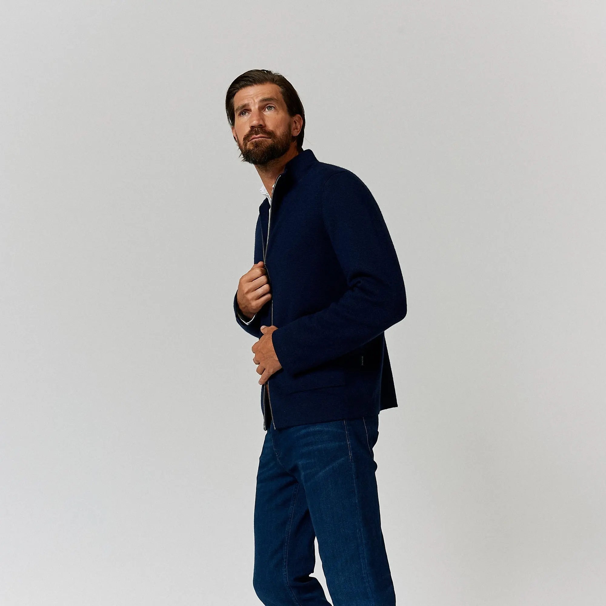 Product image 4 of 10 of Oliver Sweeney Men's Garstang Knitted Merino Wool Blend Jacket - Navy