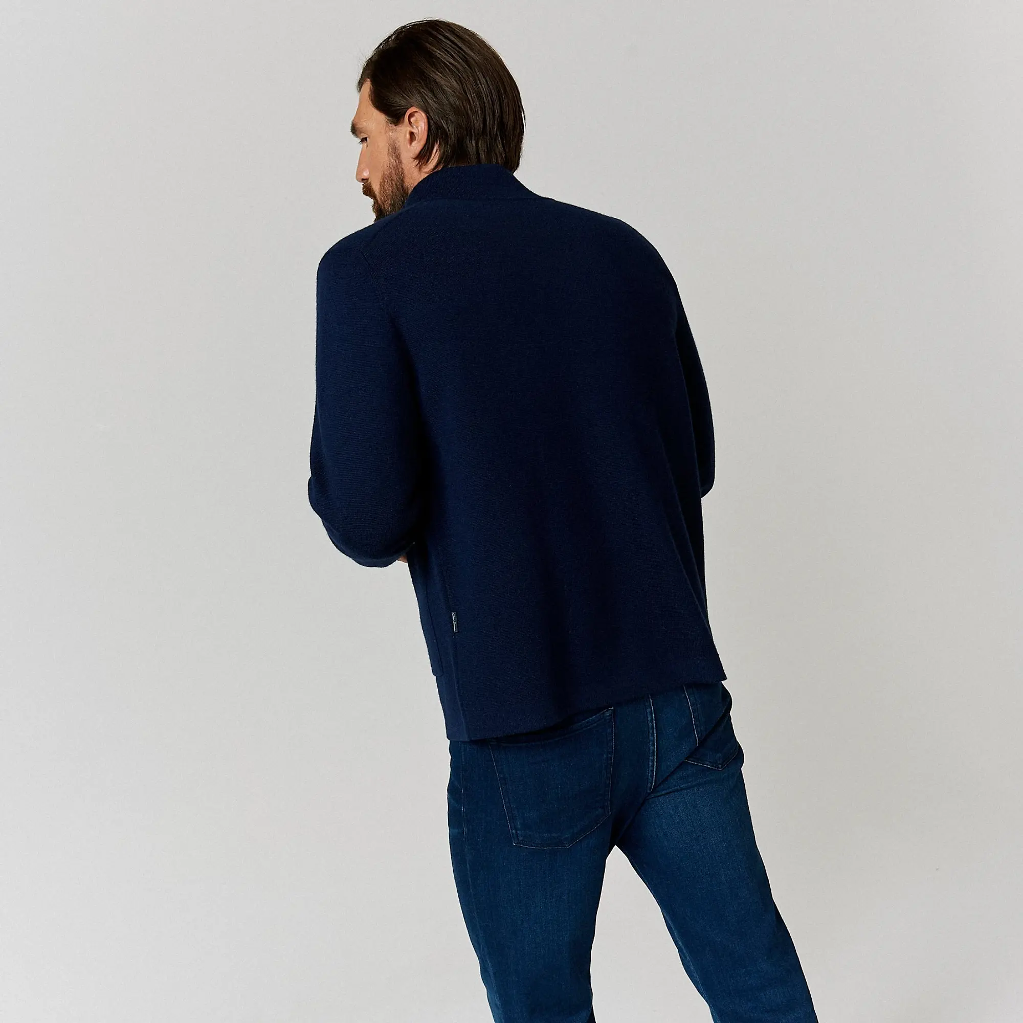 Product image 6 of 10 of Oliver Sweeney Men's Garstang Knitted Merino Wool Blend Jacket - Navy