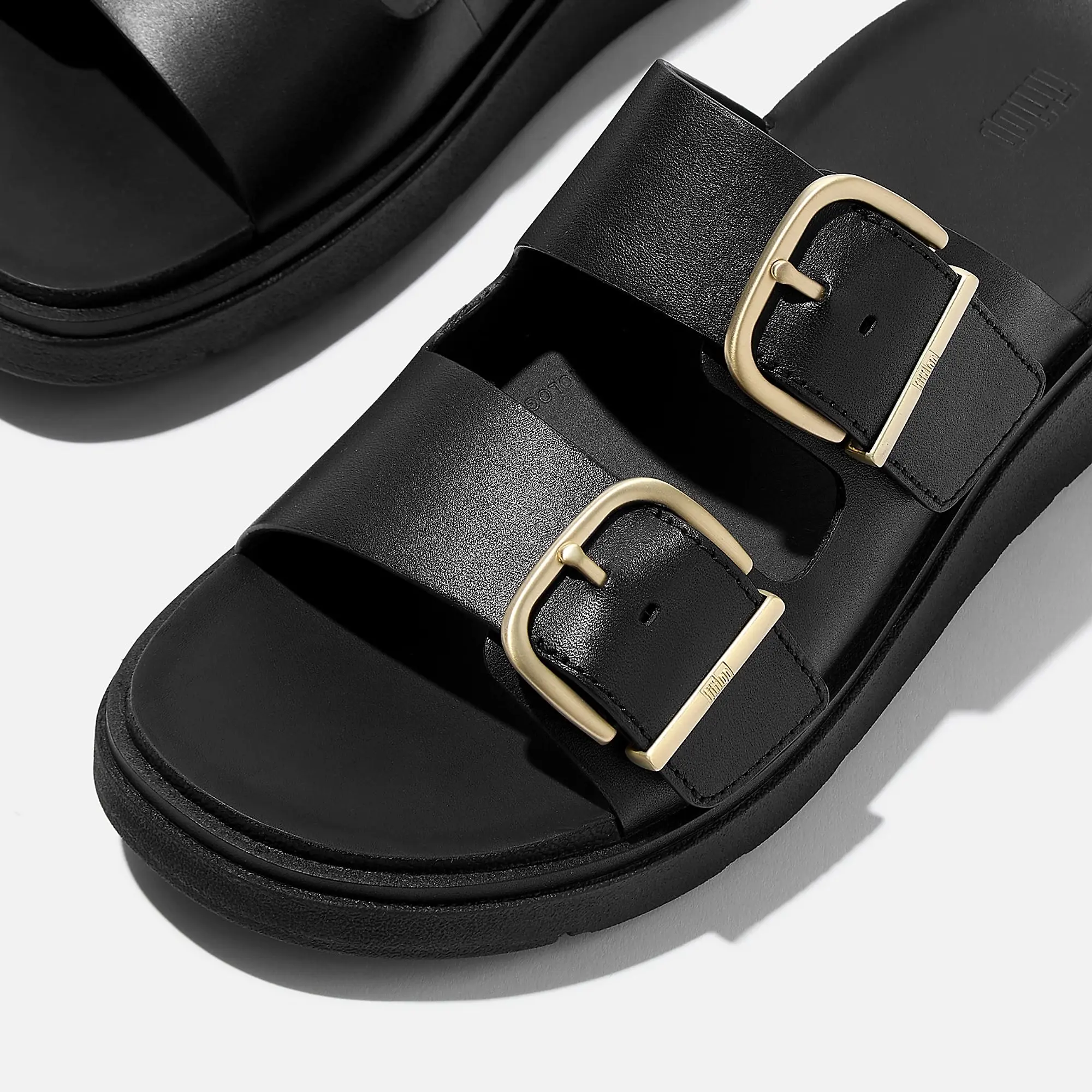 Product image 3 of 6 of FitFlop Women's GEN-FF Buckle Two-Bar Leather Slides - All Black