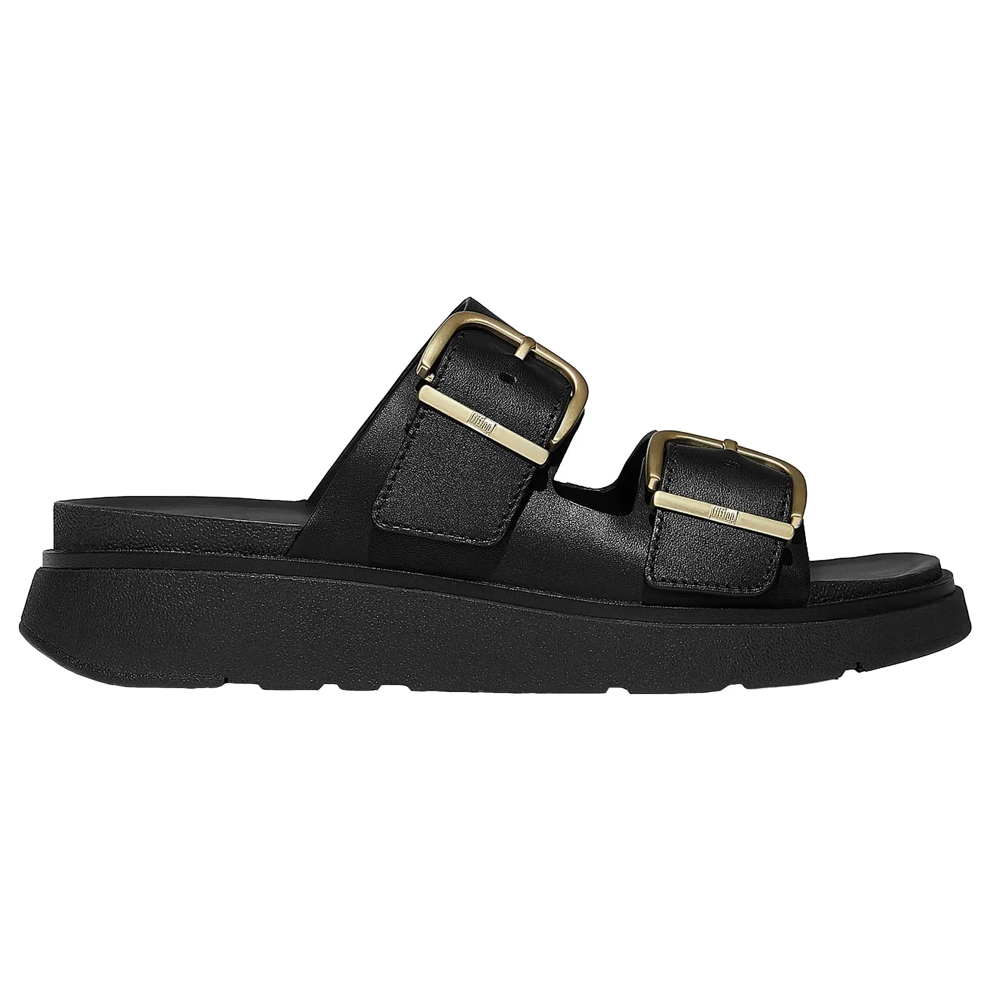 Product image 1 of 6 of FitFlop Women's GEN-FF Buckle Two-Bar Leather Slides - All Black