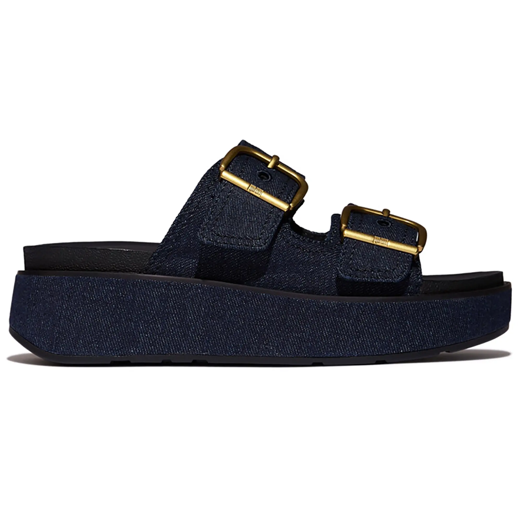 Product image 1 of 8 of FitFlop Women's GEN-FF Max Buckle Two-Bar Denim Slides - Dark Denim