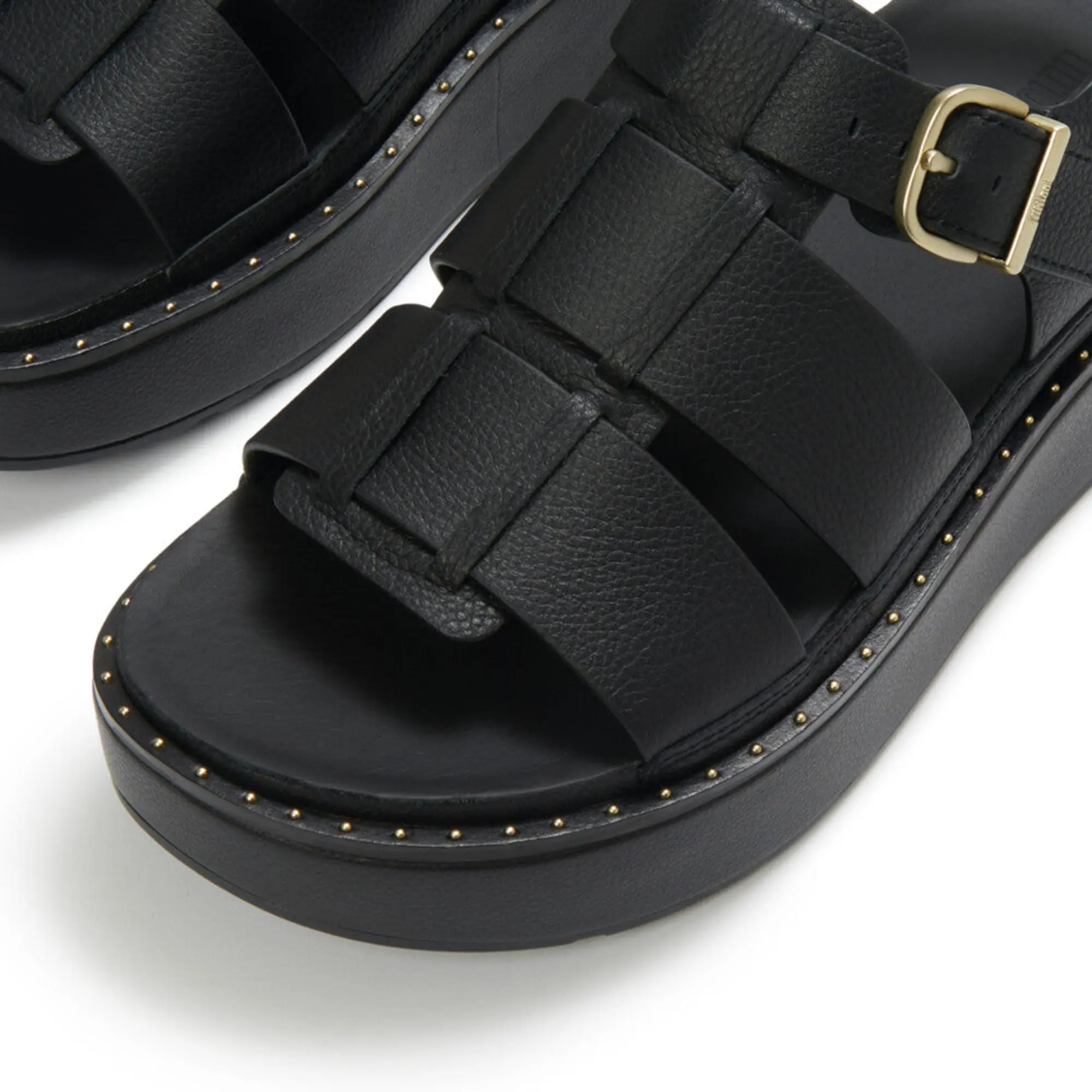 Product image 3 of 7 of FitFlop Women's GEN-FF Max Tumbled-Leather Fisherman Sandals - All Black