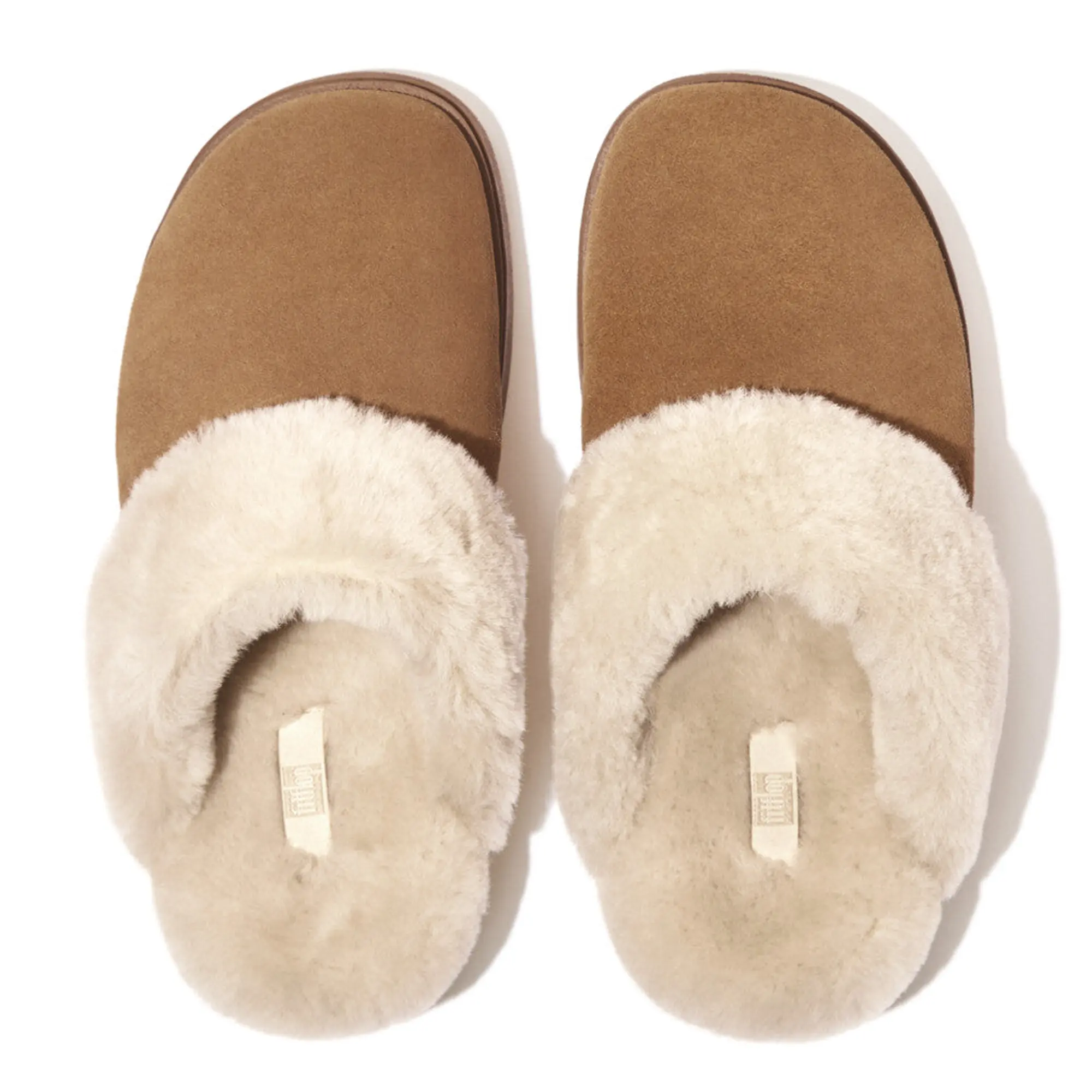 Product image 4 of 7 of FitFlop Women's GEN-FF Shearling Suede Slippers - Desert Tan
