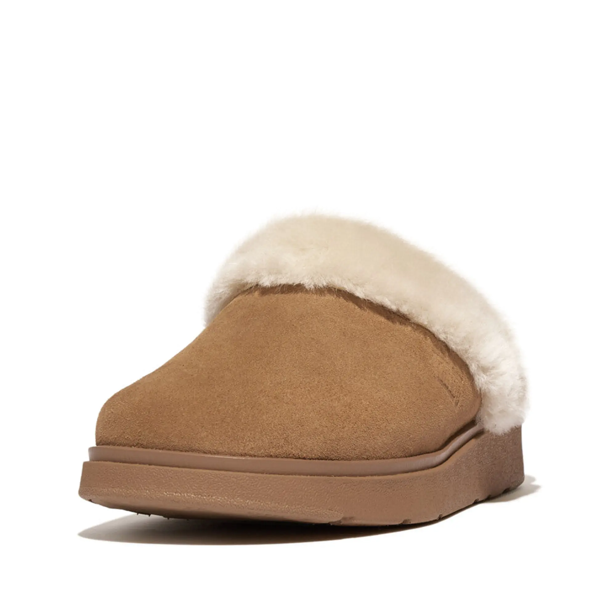 Product image 6 of 7 of FitFlop Women's GEN-FF Shearling Suede Slippers - Desert Tan