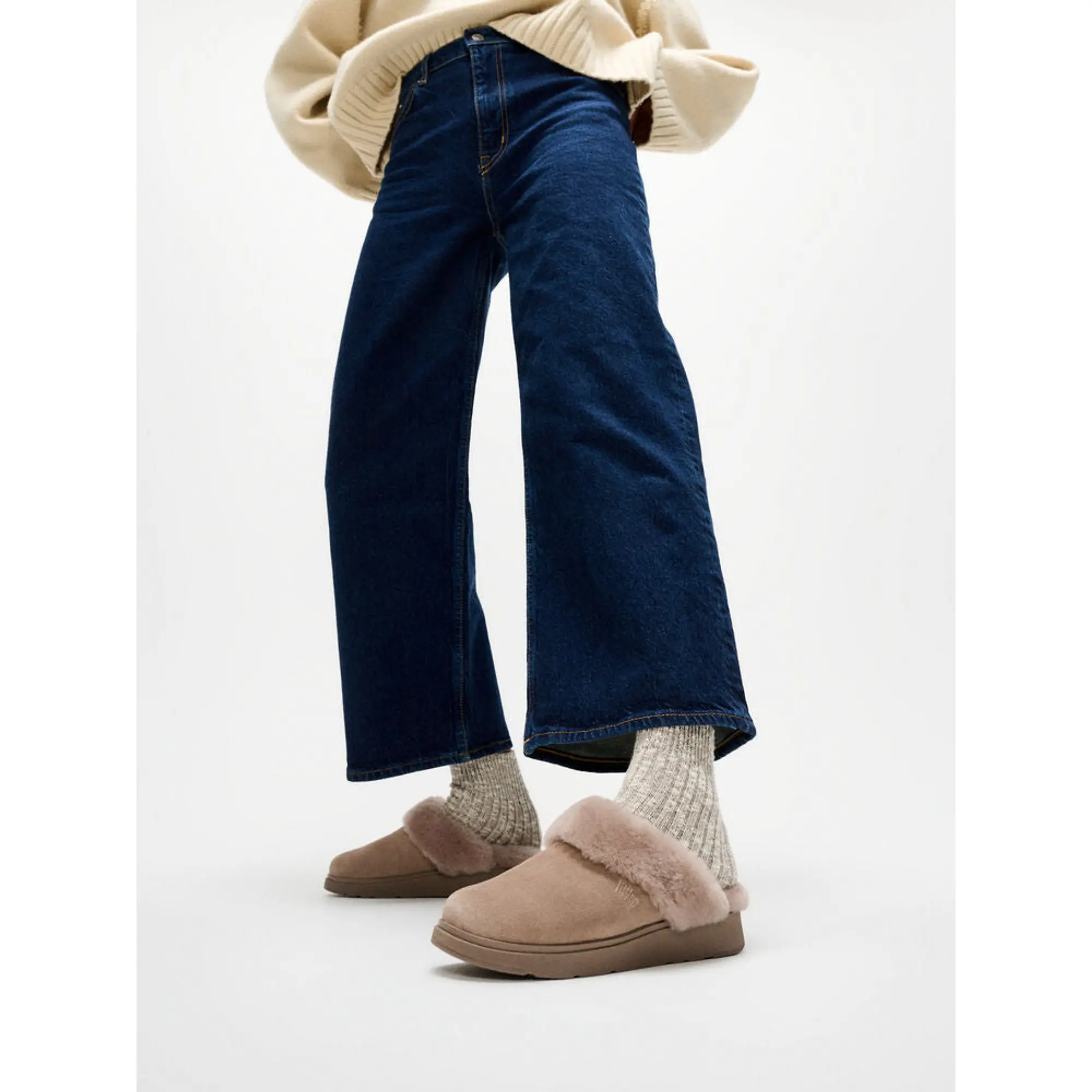 Product image 3 of 8 of FitFlop Women's GEN-FF Shearling Suede Slippers - Taupe