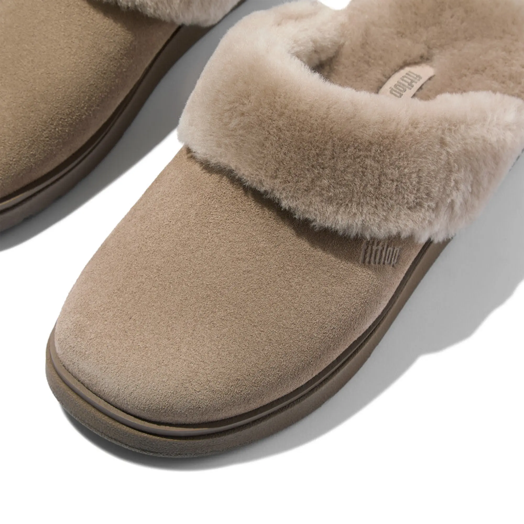 Product image 6 of 8 of FitFlop Women's GEN-FF Shearling Suede Slippers - Taupe